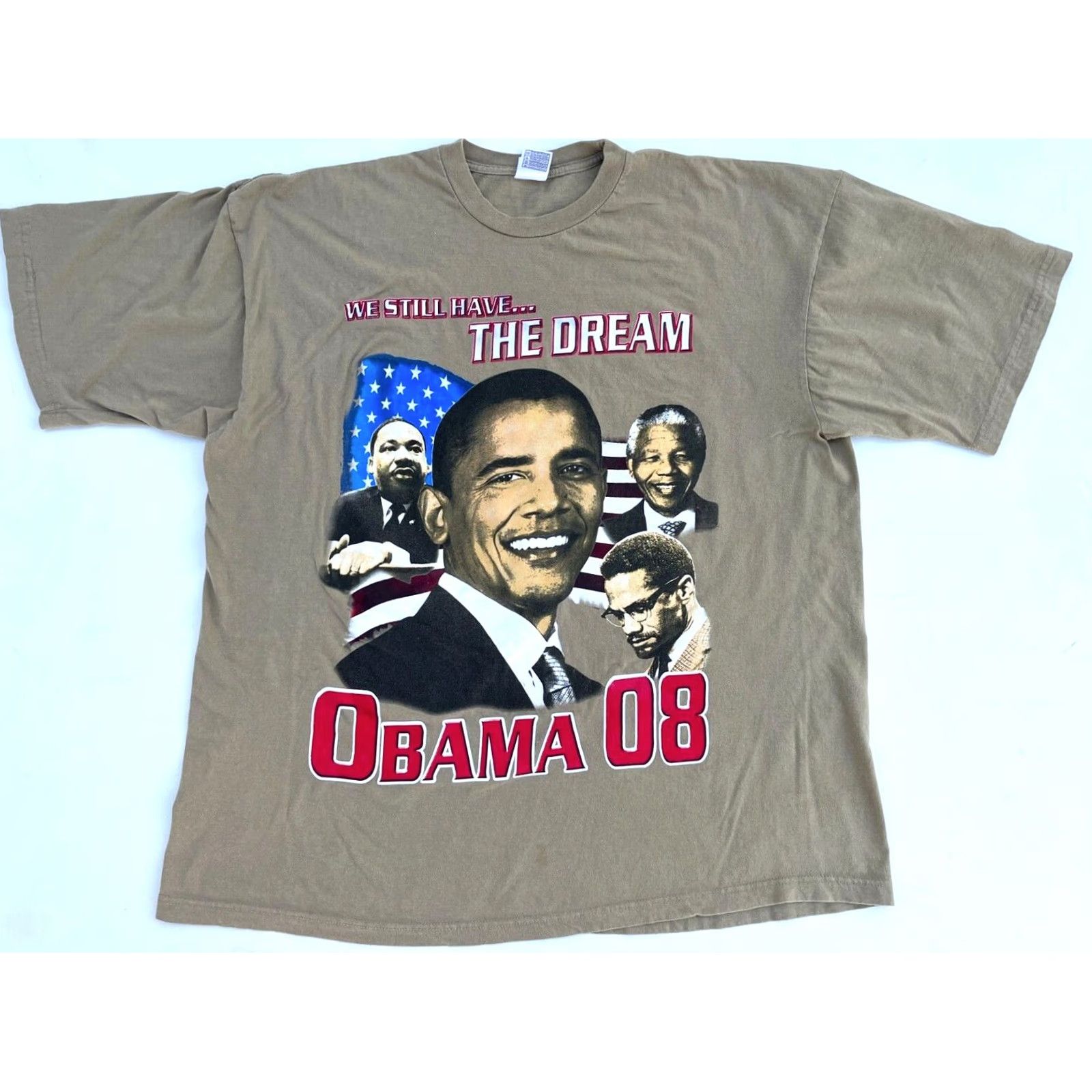 Vintage VINTAGE Men's T-Shirt Obama We Still Have The Dream 2008 3XL Beige Cotton USA Crew Neck Short Sleeve VINTAGE Size US XXL / EU 58 / 5 - 2 Thumbnail