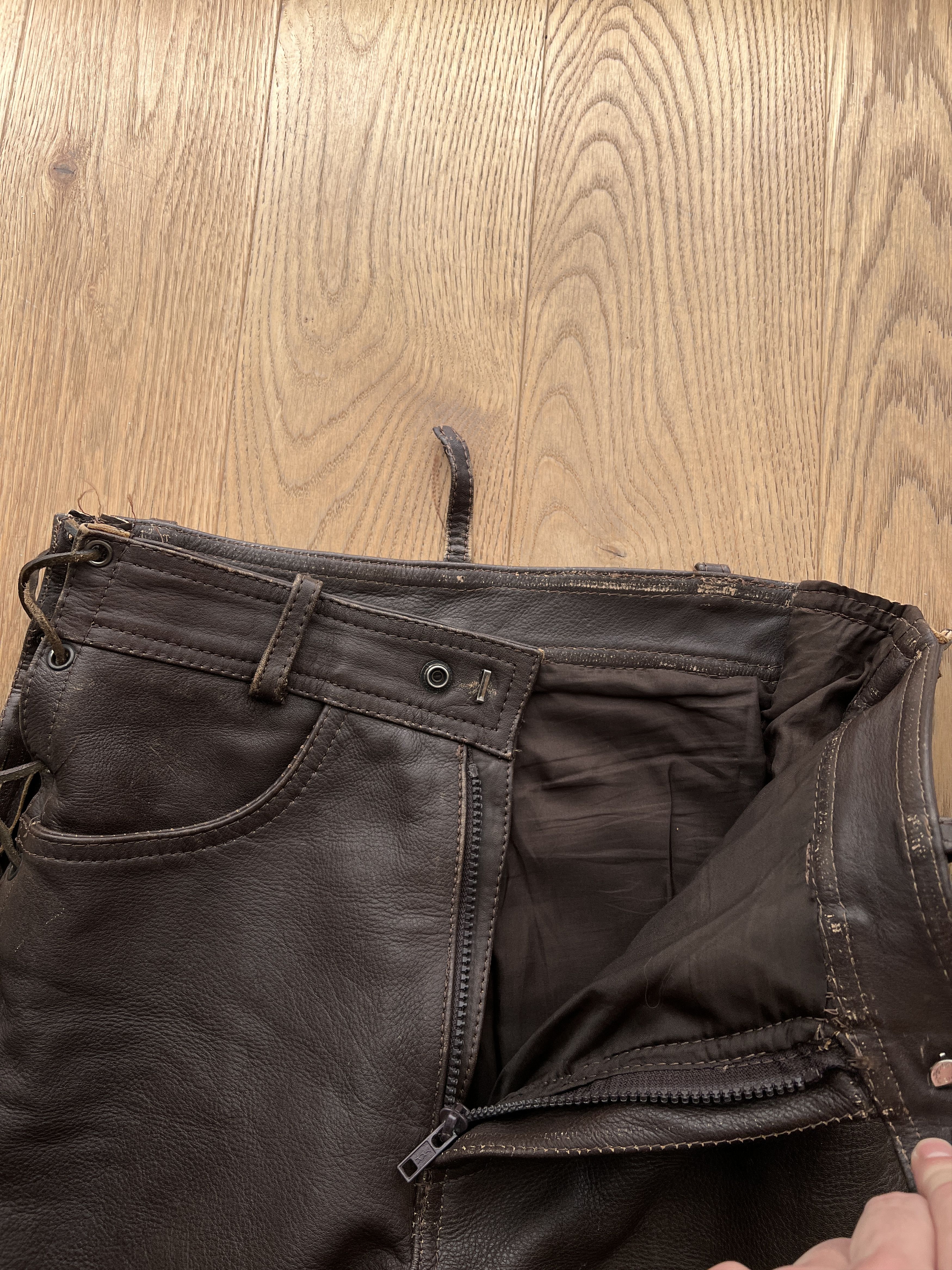 Genuine Leather Crazy! Cowboy core lace up leather pants opium avant garde S Size US 29 - 18 Thumbnail