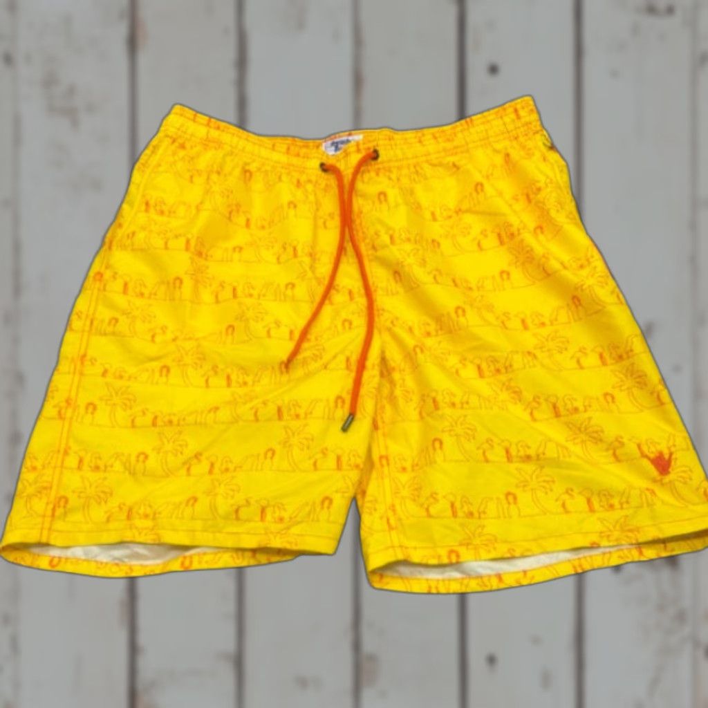 Vintage NWT Beach Bros. Swim Trunks Board Shorts Mens 2XL Yellow Pockets Drawstring Size US 39 - 1 Thumbnail