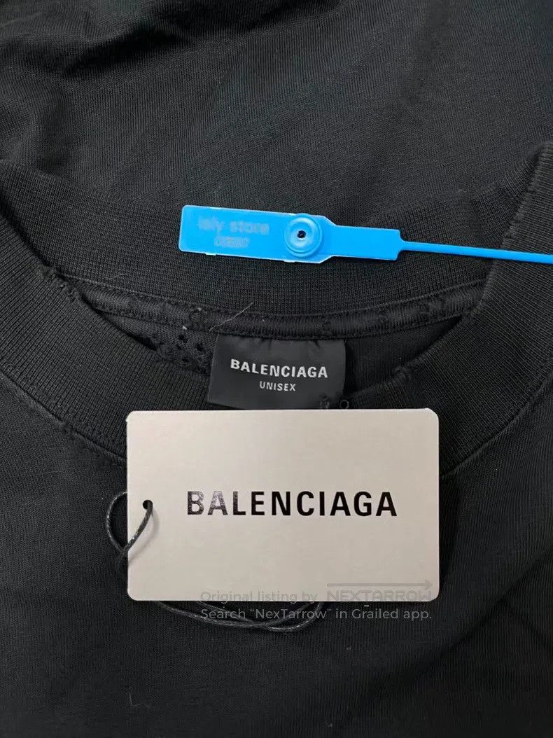 Balenciaga Balenciaga Ripped Back Letter Print Casual Crew Neck Short Size L / US 10 / IT 46 - 7 Thumbnail