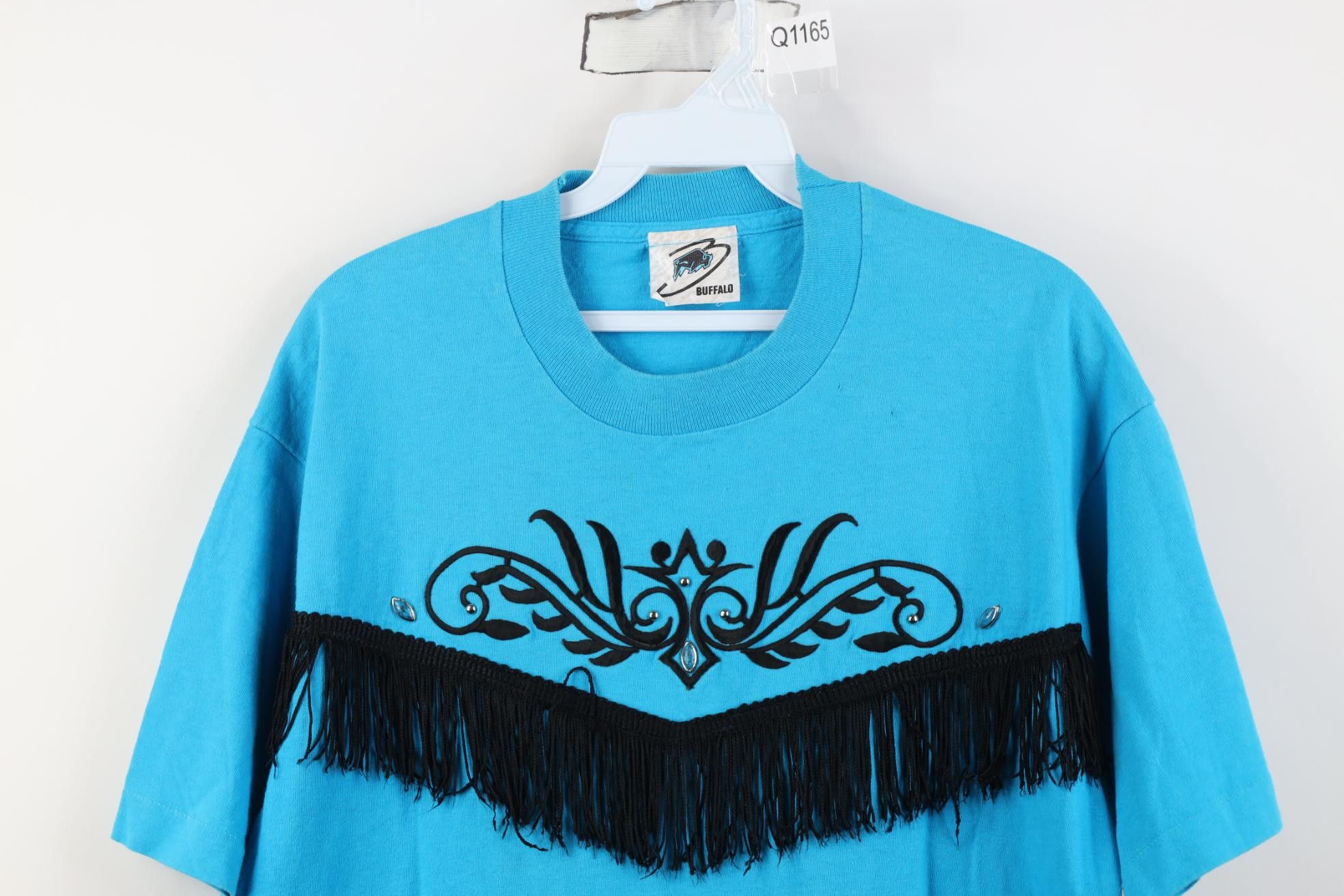 Vintage Vintage 90s Western Cowgirl Rodeo Fringed Tribal T-Shirt Size L / US 10 / IT 46 - 2 Thumbnail