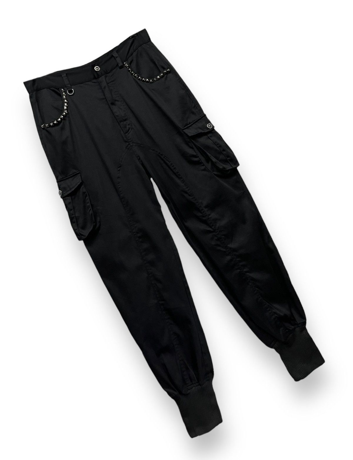 Japanese Brand 🔥90’s BLACK BACCARA Punk Studded Jogger Cargo Soft Blends Size US 29 - 3 Thumbnail