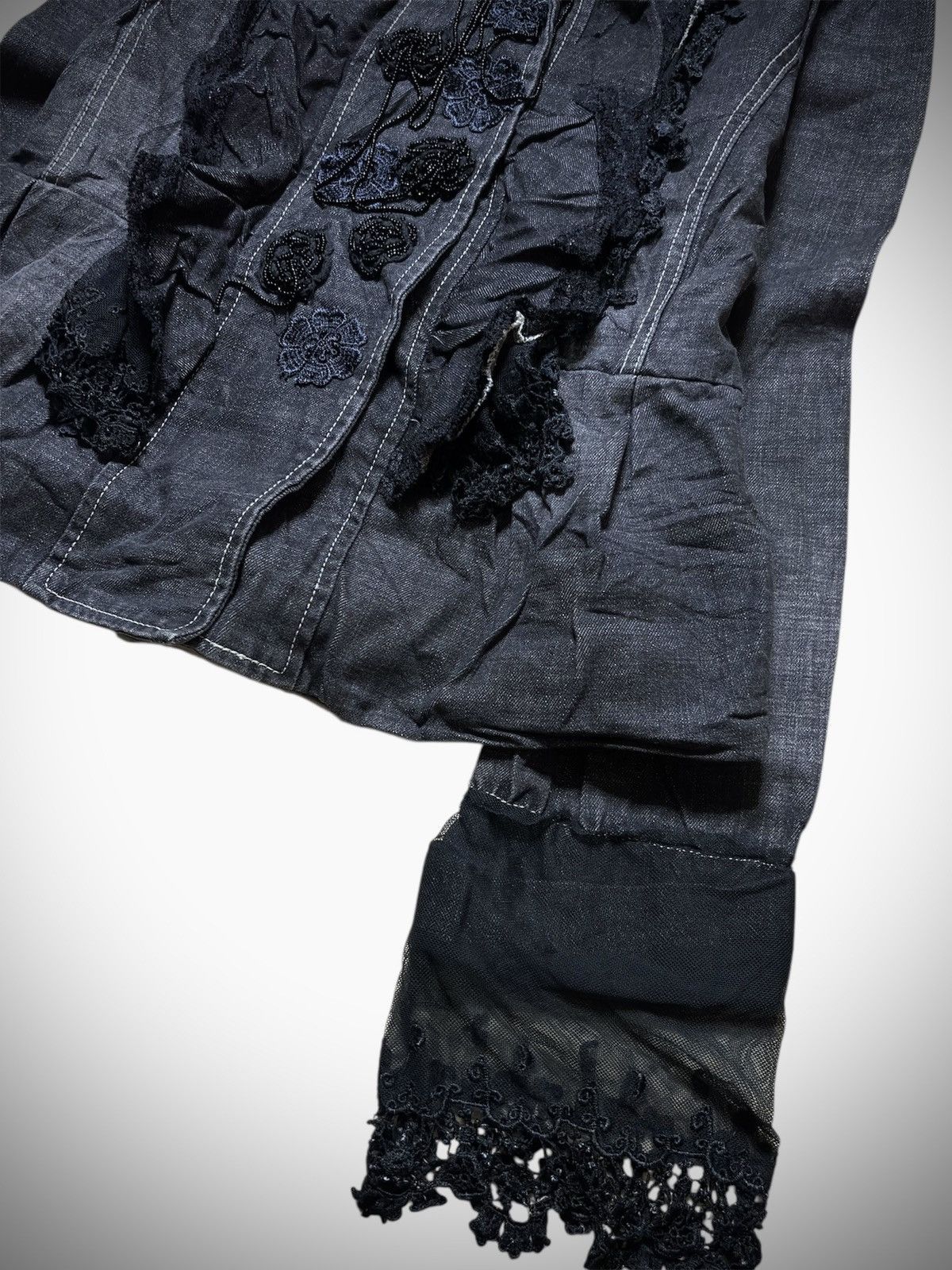 Japanese Brand Unknown - Frill Denim Jacket Size M / US 6-8 / IT 42-44 - 4 Thumbnail
