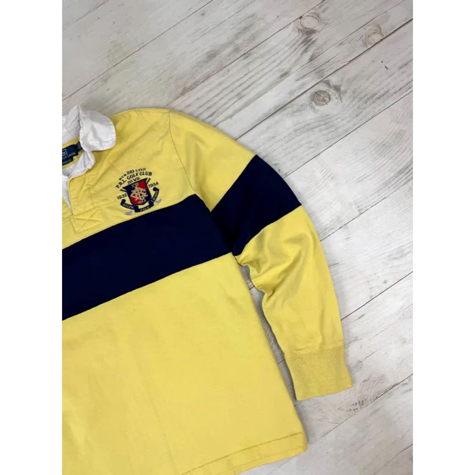 Polo Ralph Lauren VINTAGE Polo Ralph Lauren Rugby Striped Shirt Polo Shirt Men L Yellow Size US L / EU 52-54 / 3 - 4 Thumbnail