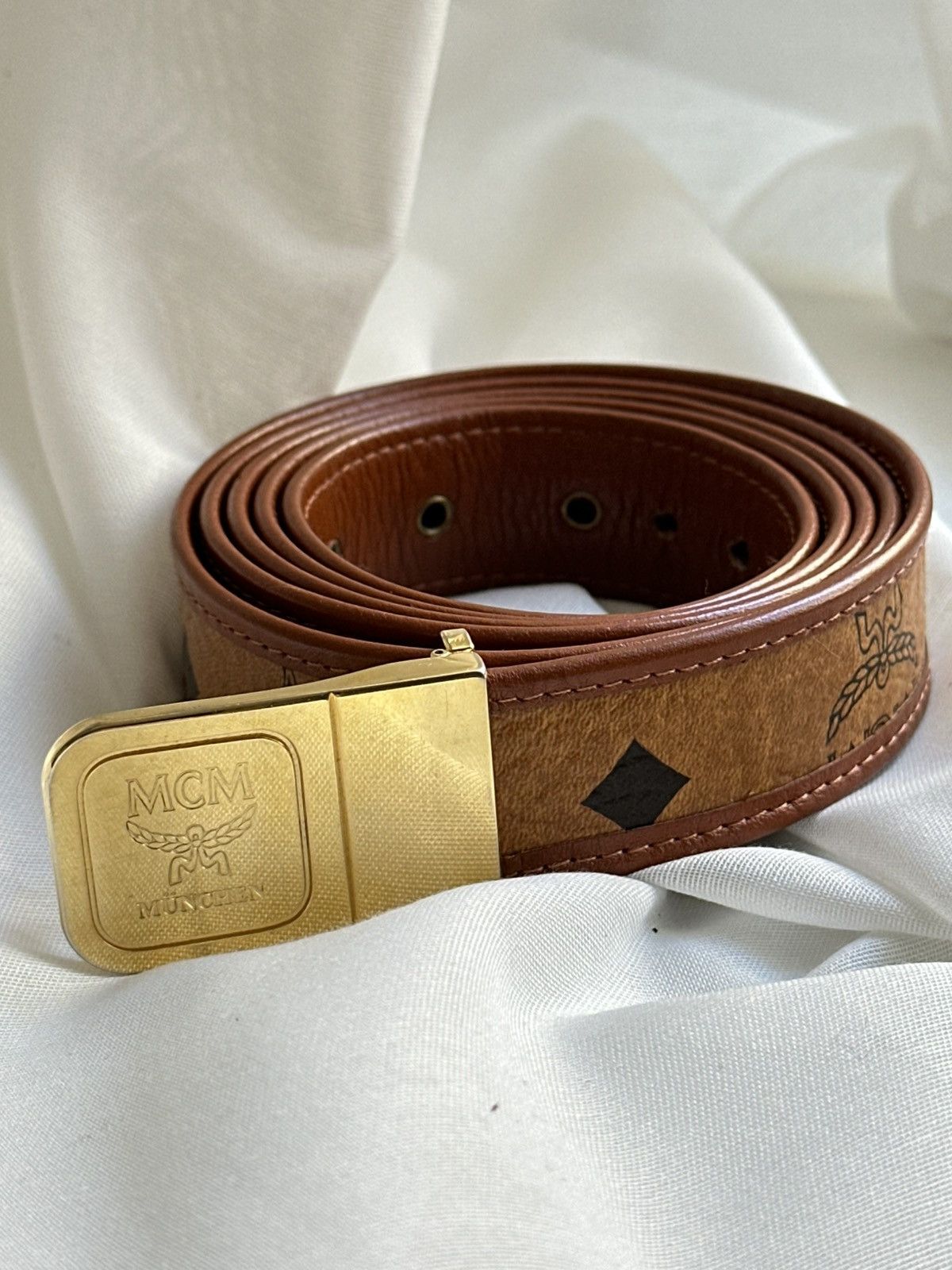 MCM MCM Vintage Rare Luxuru Old Money Brown Leather Belt Size 38 - 1 Thumbnail