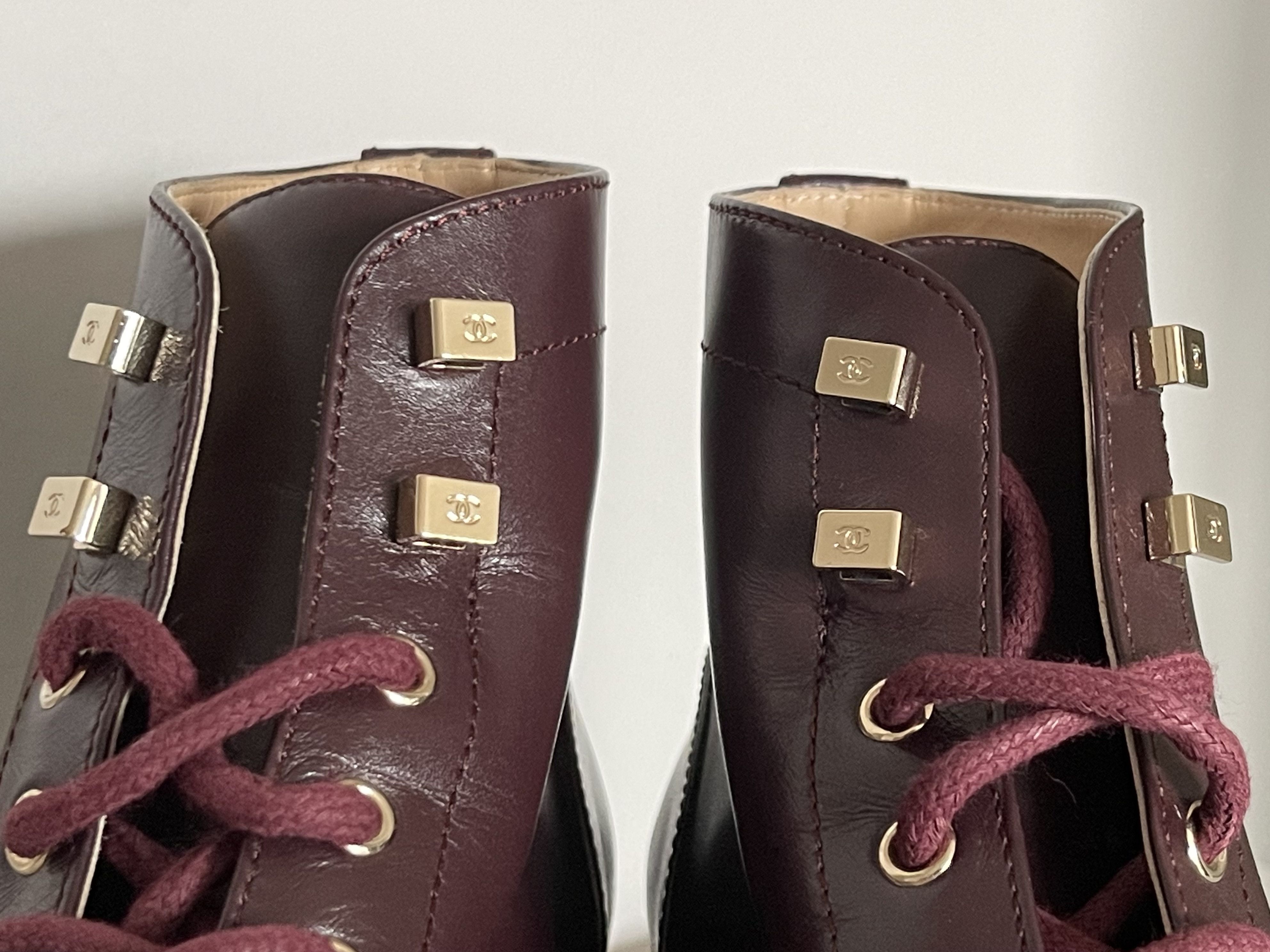 Chanel Chanel lace up ankle boots, burgundy, size 39 Size US 9 / IT 39 - 3 Thumbnail