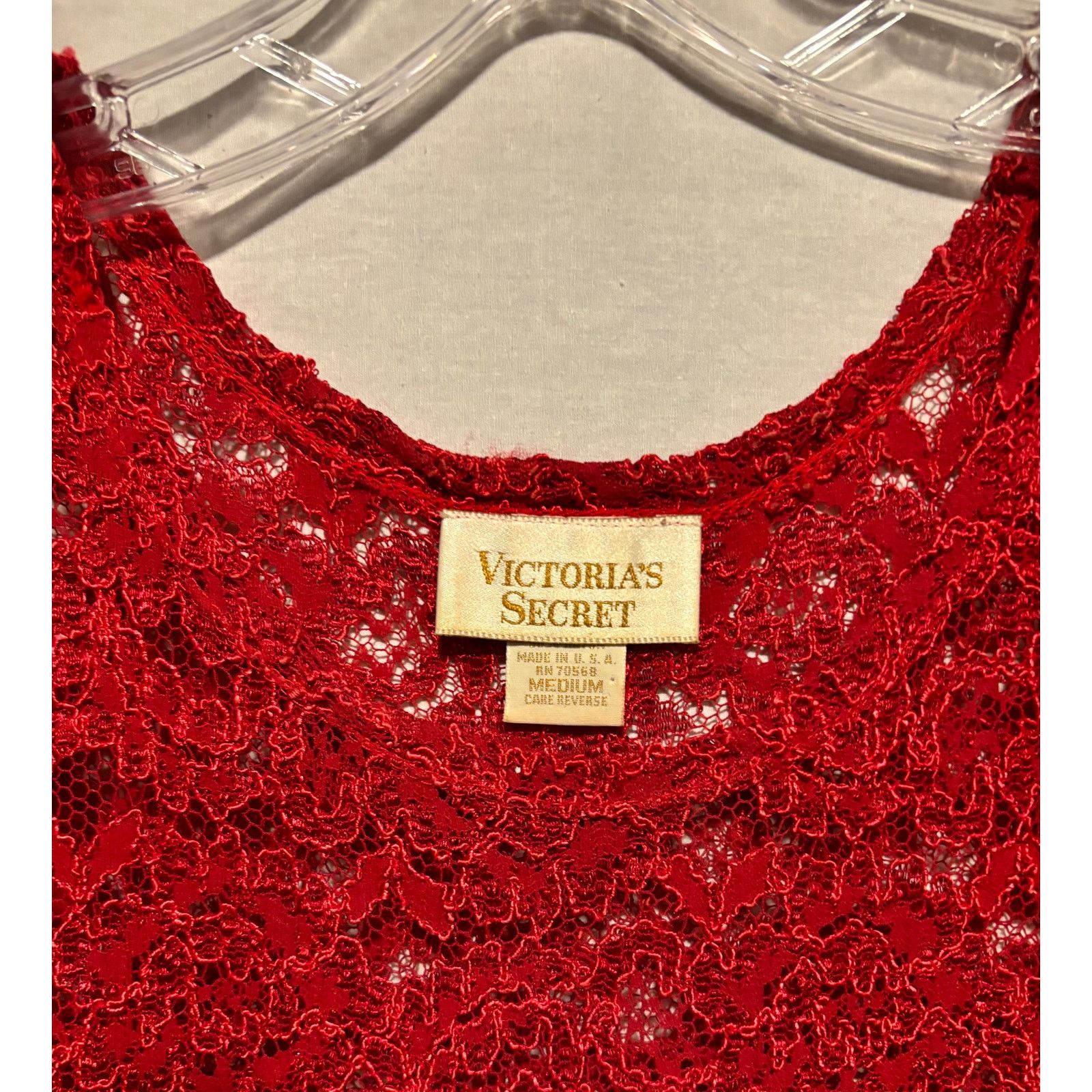Victoria's Secret Victoria's Secret Vintage Red Stretch Lace Top Cami Scallop Size M / US 6-8 / IT 42-44 - 3 Thumbnail