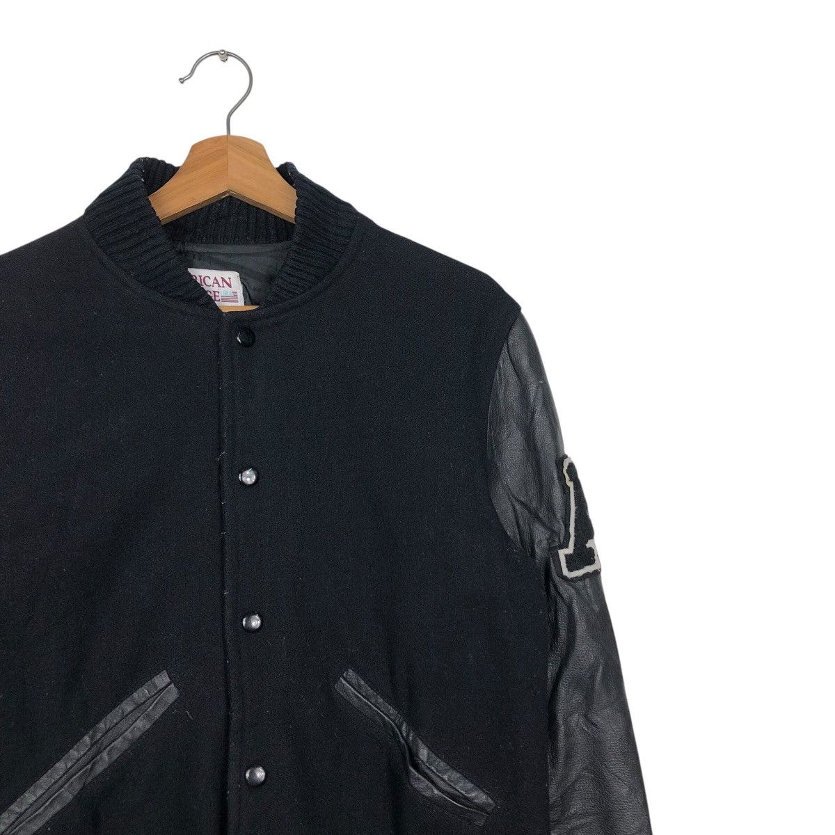 Japanese Brand 📌Iconic Black Vtg Varsity Leather Jacket American College Size US XS / EU 42 / 0 - 7 Thumbnail