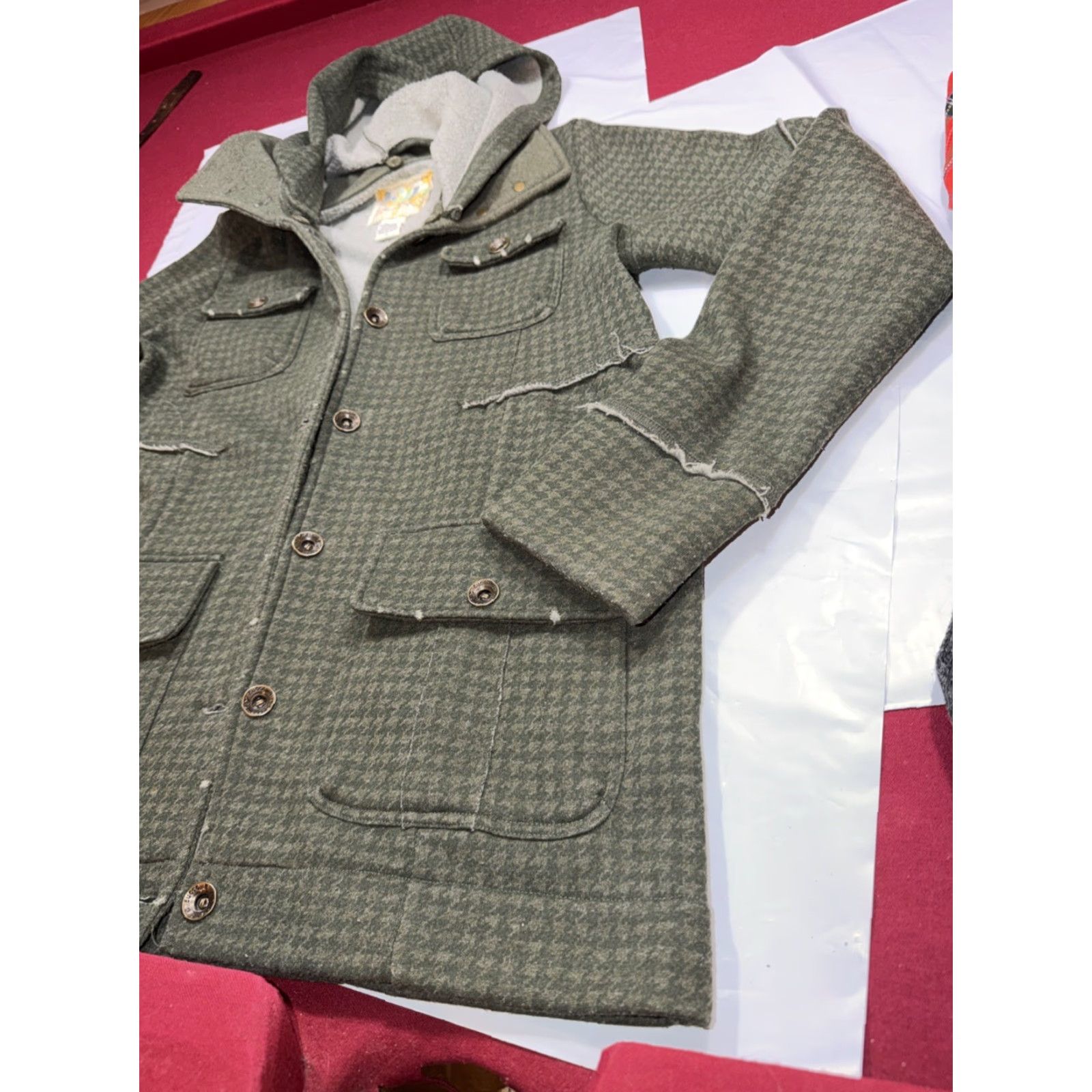 Billabong Billabong Gray Houndstooth Button Knit Jacket Hooded Flap Pockets L Womens Regular Lg Size L / US 10 / IT 46 - 3 Thumbnail