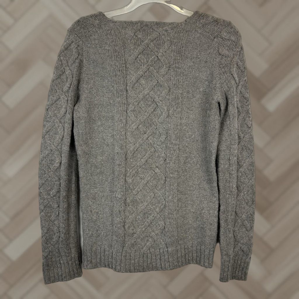 Gap Gap Womens Sweater Pullover V-Neck Knit Cable Gray S Small Wool Alpaca Cotton Blend Classic Menus? Size S / US 4 / IT 40 - 1 Thumbnail