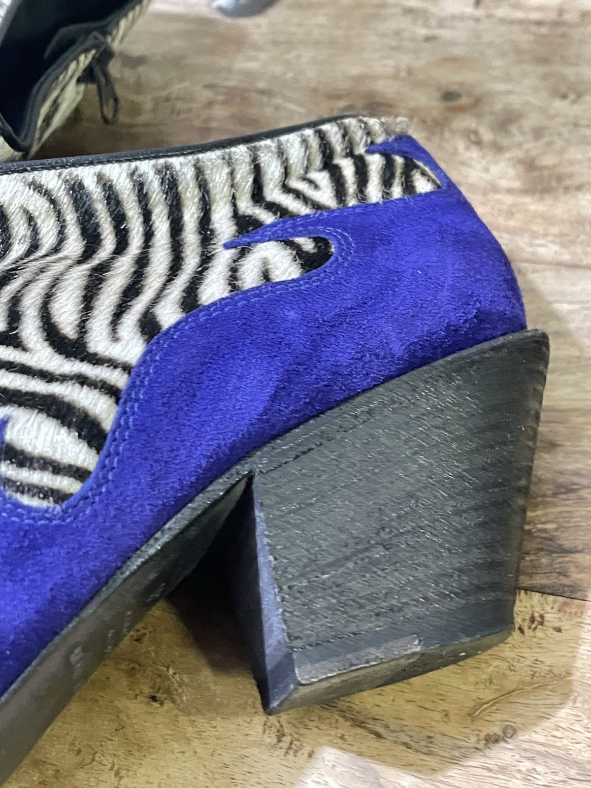 Haider Ackermann SS16 Zebra Ponyhair and Blue Suede Flame Booties Size US 11 / IT 41 - 4 Thumbnail