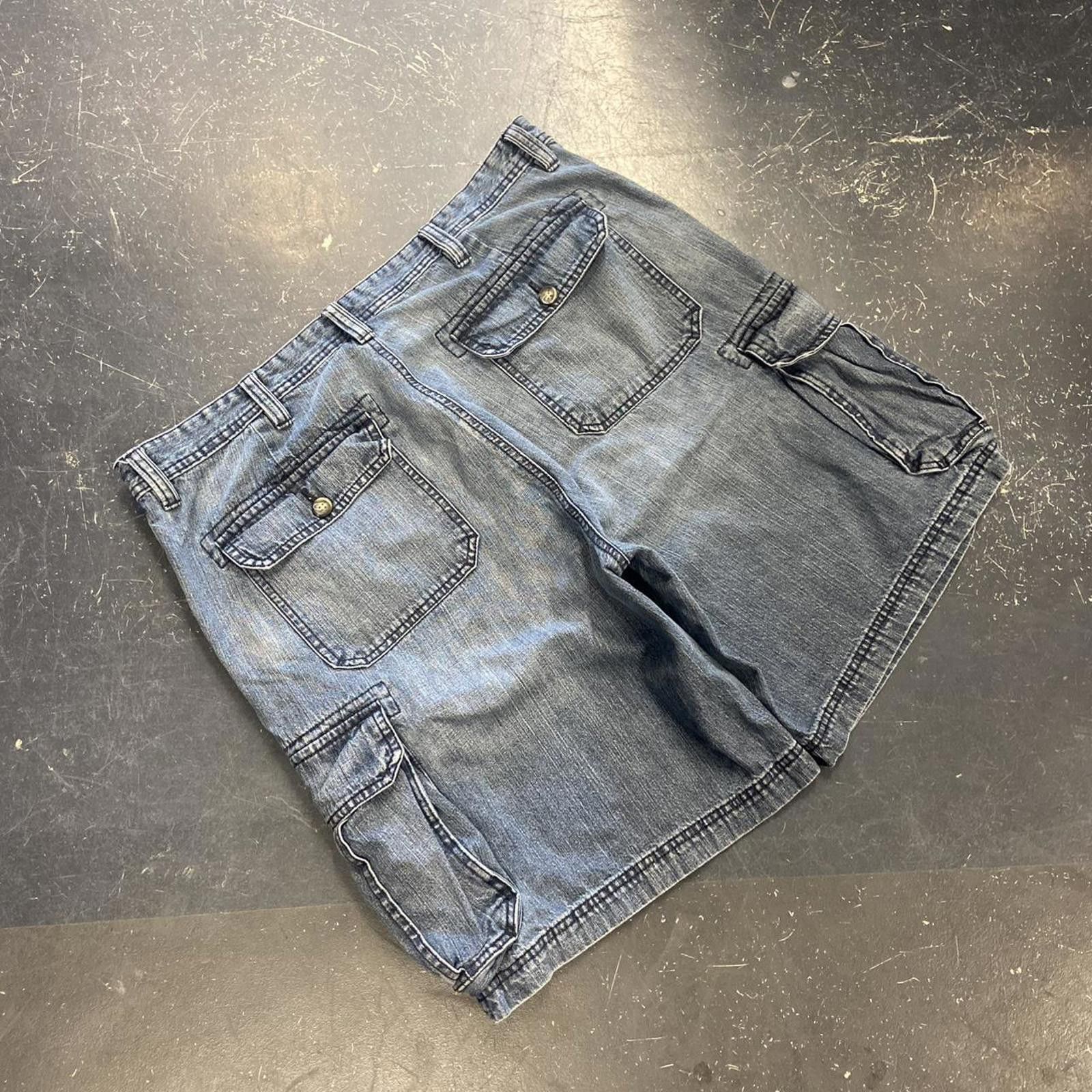 St. Johns Bay × Vintage Vintage 90s Baggy Dark Wash St Johns Bay Cargo Jorts Size US 40 / EU 56 - 8 Thumbnail
