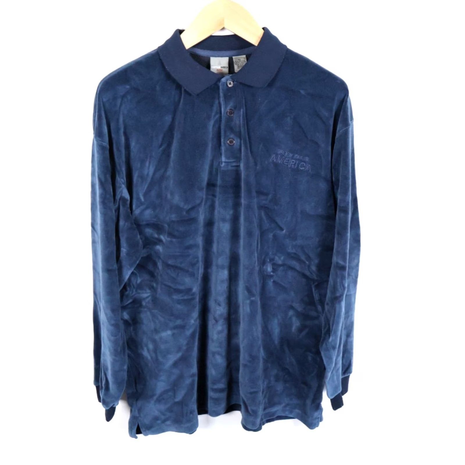 Perry Ellis Perry Ellis Velour Polo Shirt Men's XL Long Sleeve Embroidered VTG Dark Blue Velour Polo Shirt with Embroidered Chest Size US XL / EU 56 / 4 - 2 Thumbnail