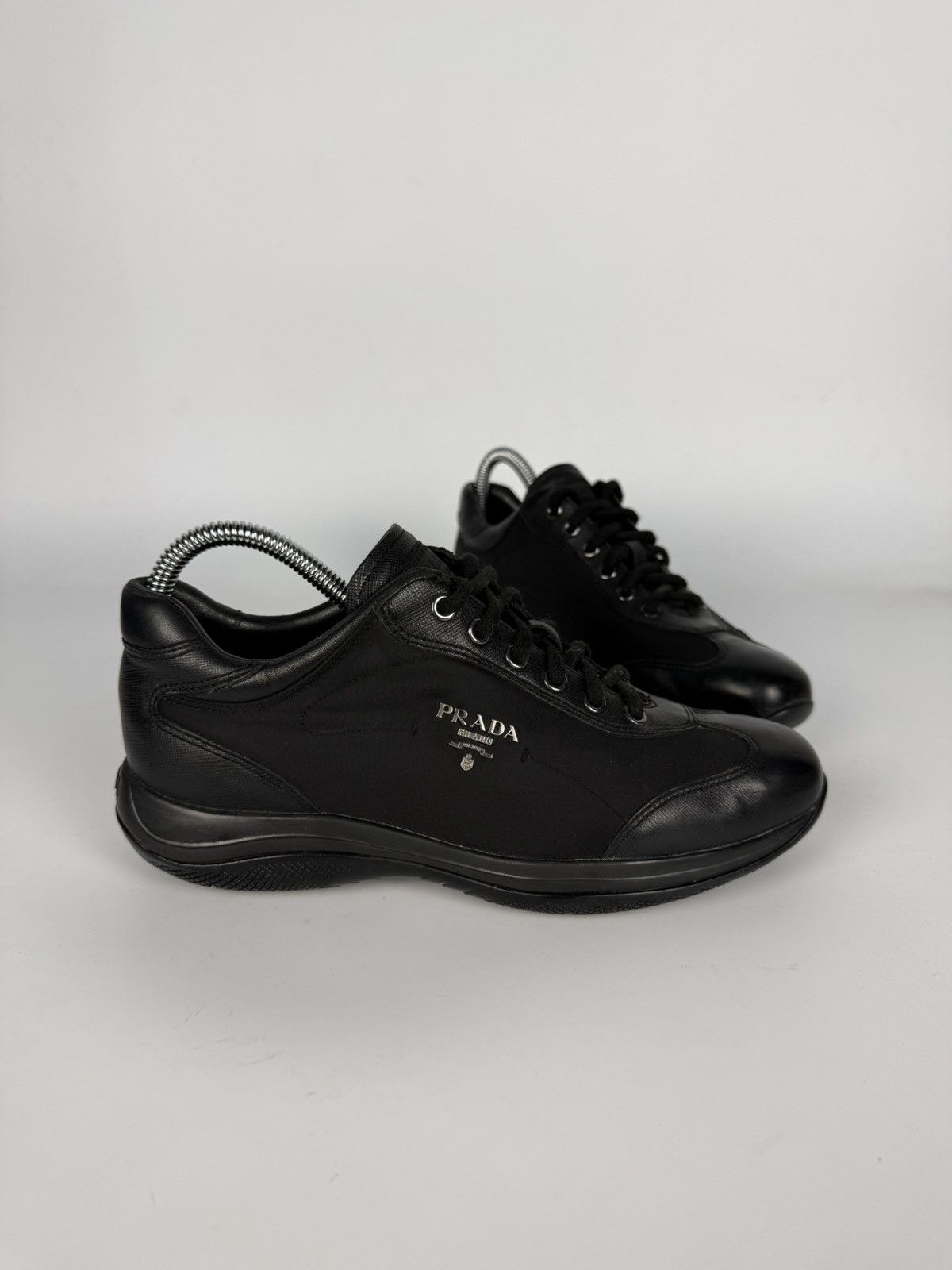 Prada Prada Milano Black Nylon & Leather Sneakers Size US 6.5 / IT 36.5 - 8 Thumbnail