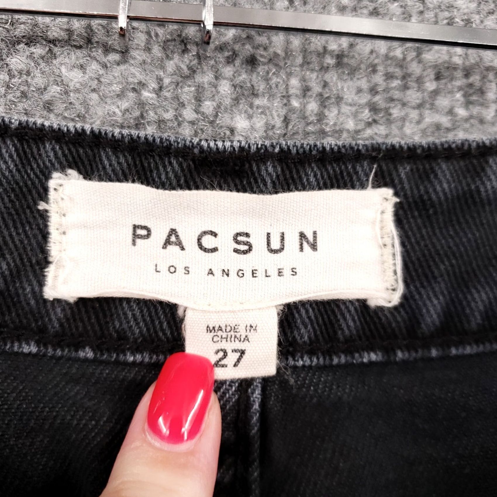 Pacsun PacSun Skirt Womens 27 Black Mini Distressed Flat Front Dark Wash Denim Cotton Button Zipper Pockets Size 27" / US 4 / IT 40 - 3 Thumbnail