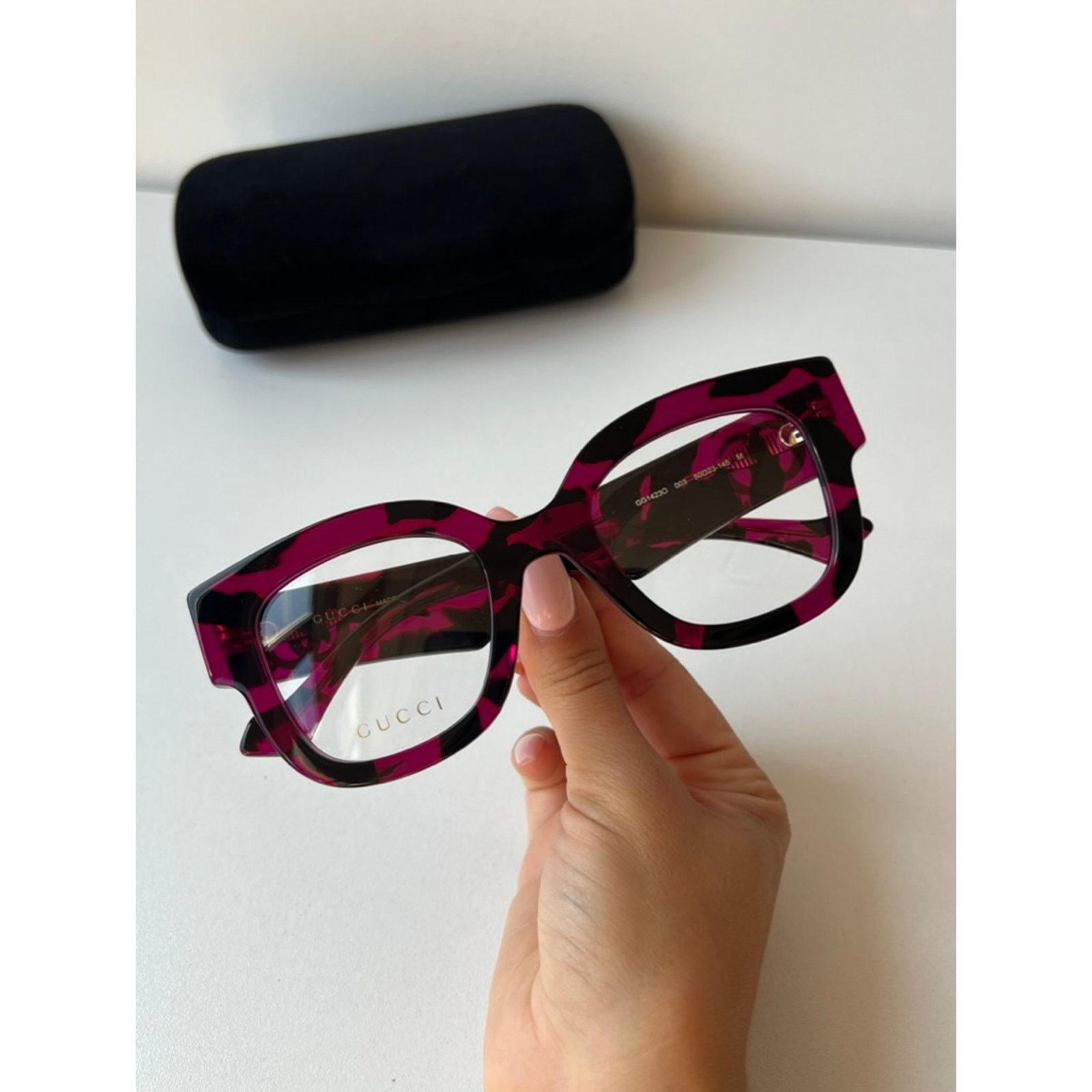 Gucci NEW Gucci GG1423O Black Pink Havana Eyeglasses Frames Size ONE SIZE - 4 Thumbnail