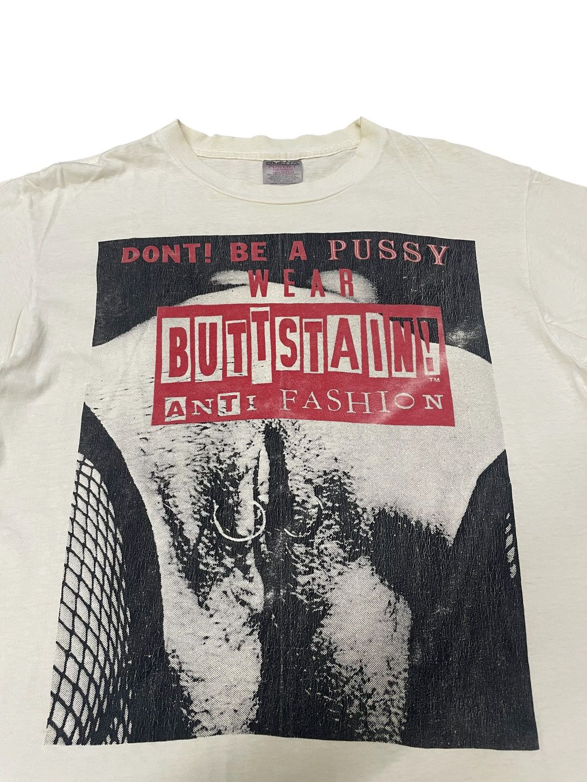 Vintage Vintage BUTTSTAIN! ANTI FASHION Dont Be A PU$$Y Wear Tshirt Size US L / EU 52-54 / 3 - 3 Thumbnail