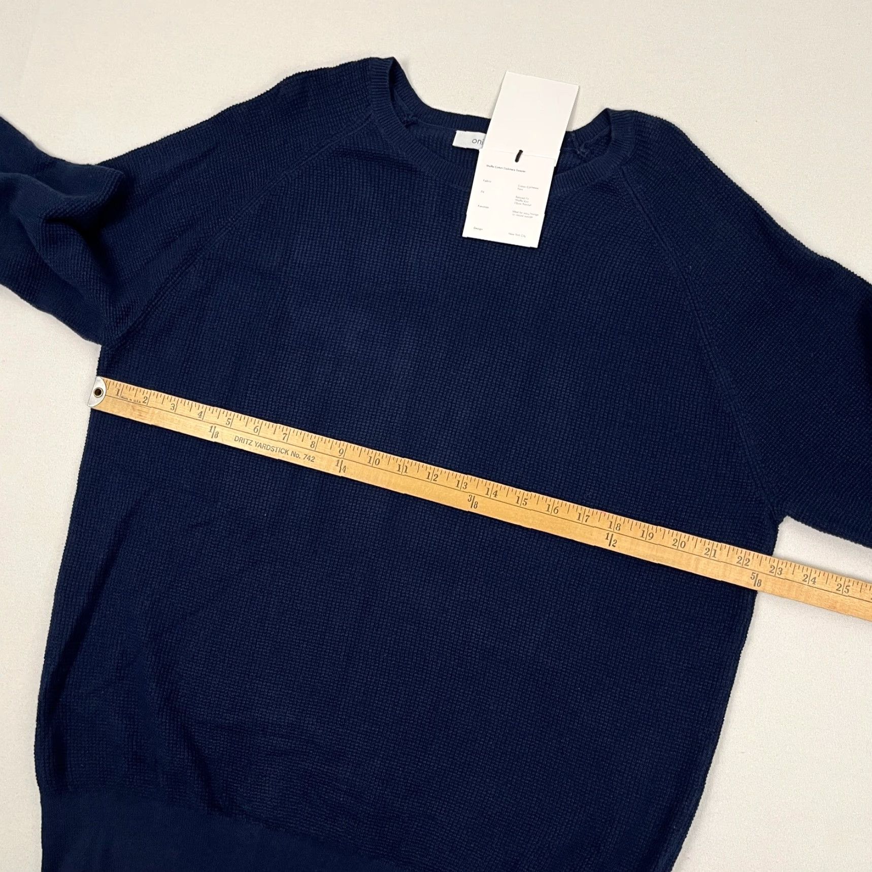 Onia ONIA Sweater Mens XL Navy Blue Waffle Cotton Cashmere Elbow Patches Pad Casual Size US XL / EU 56 / 4 - 5 Thumbnail