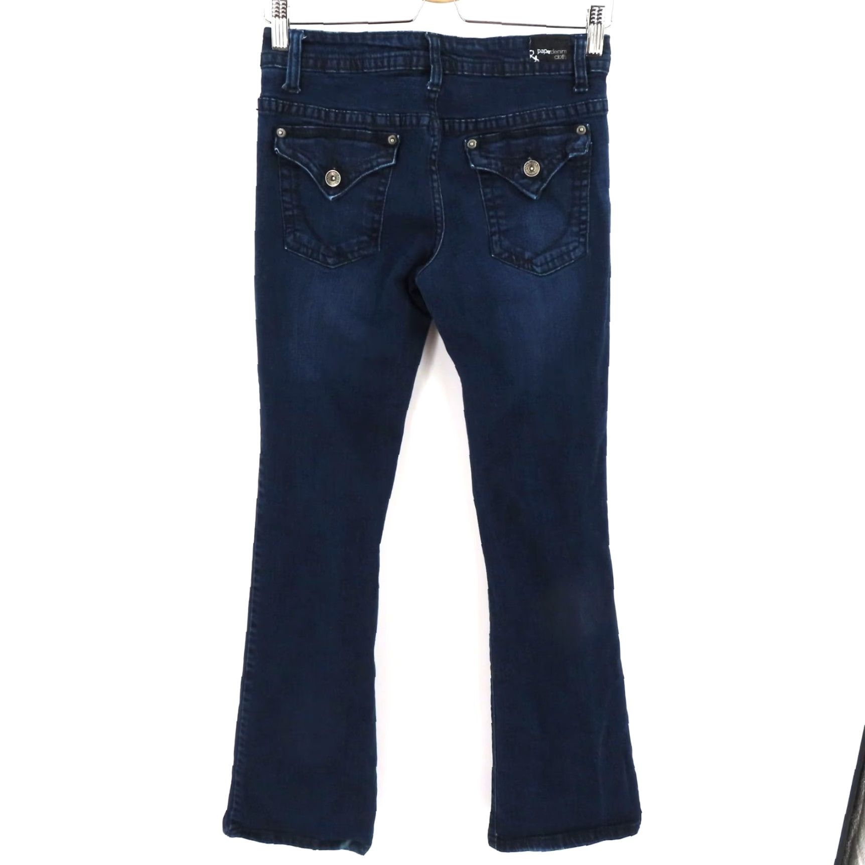 Denime VINTAGE Paper Denim & Cloth Jeans Womens 4/27 Dark Blue Button Flap Pocket Flare Denim Jeans Size 27" / US 4 / IT 40 - 4 Thumbnail