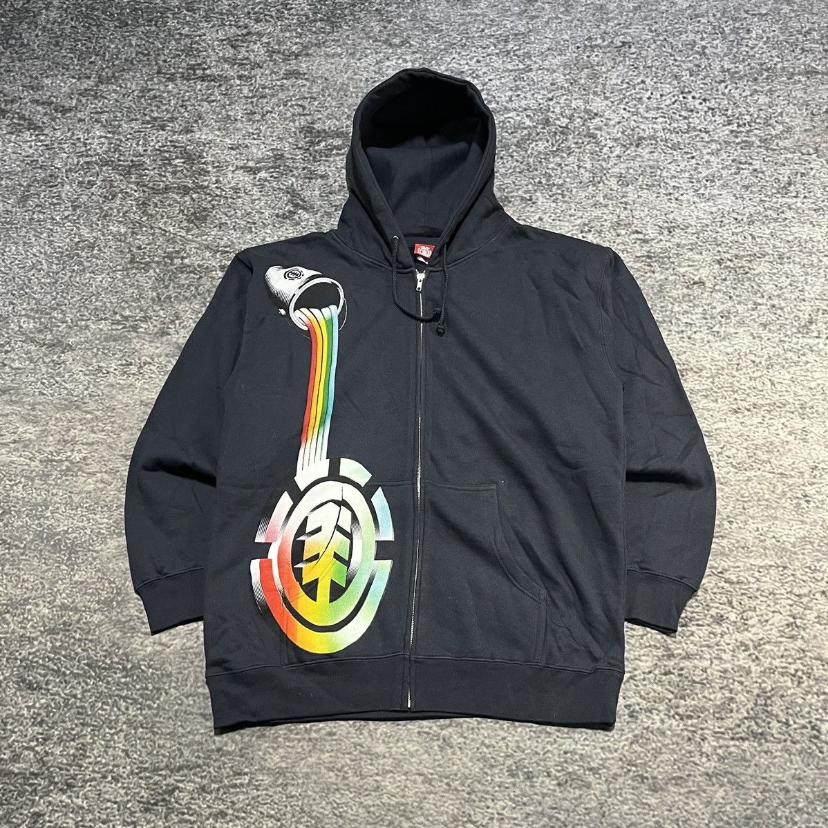 Vintage Y2K Element Skateboards Paint Zip Up Hoodie Large
