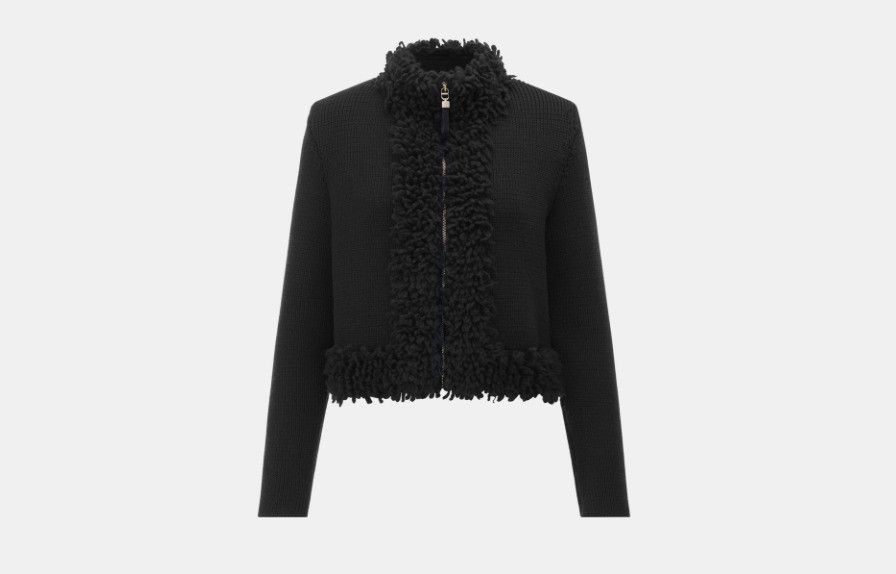 o1w1db10824 Wool and Cashmere Knit Jacket in Black