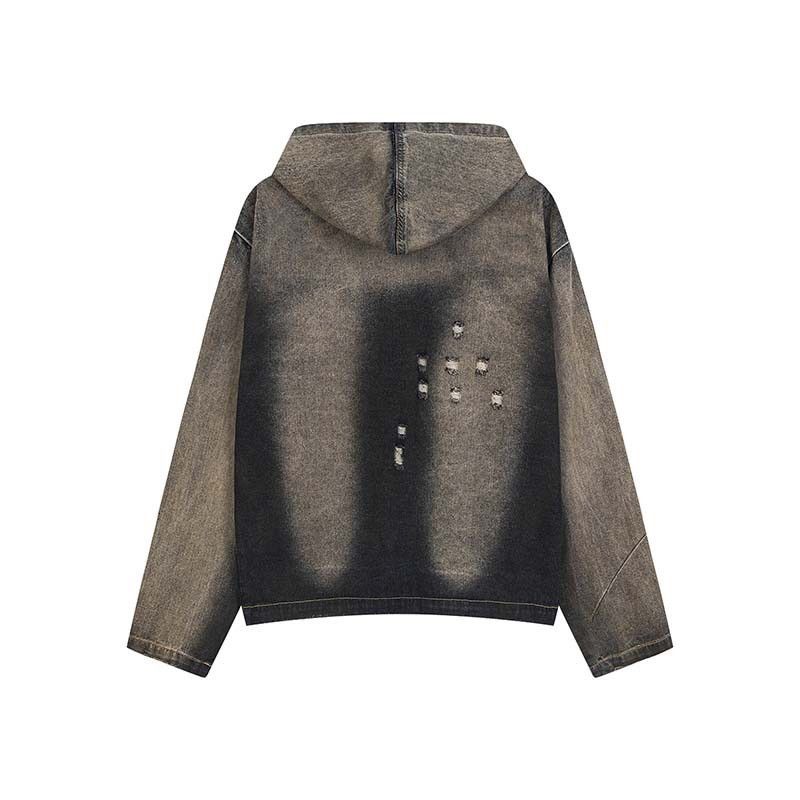 Other Retro Y2k Washed Distressed Hip Hop Hooded Denim Jacket Size US XL / EU 56 / 4 - 2 Thumbnail