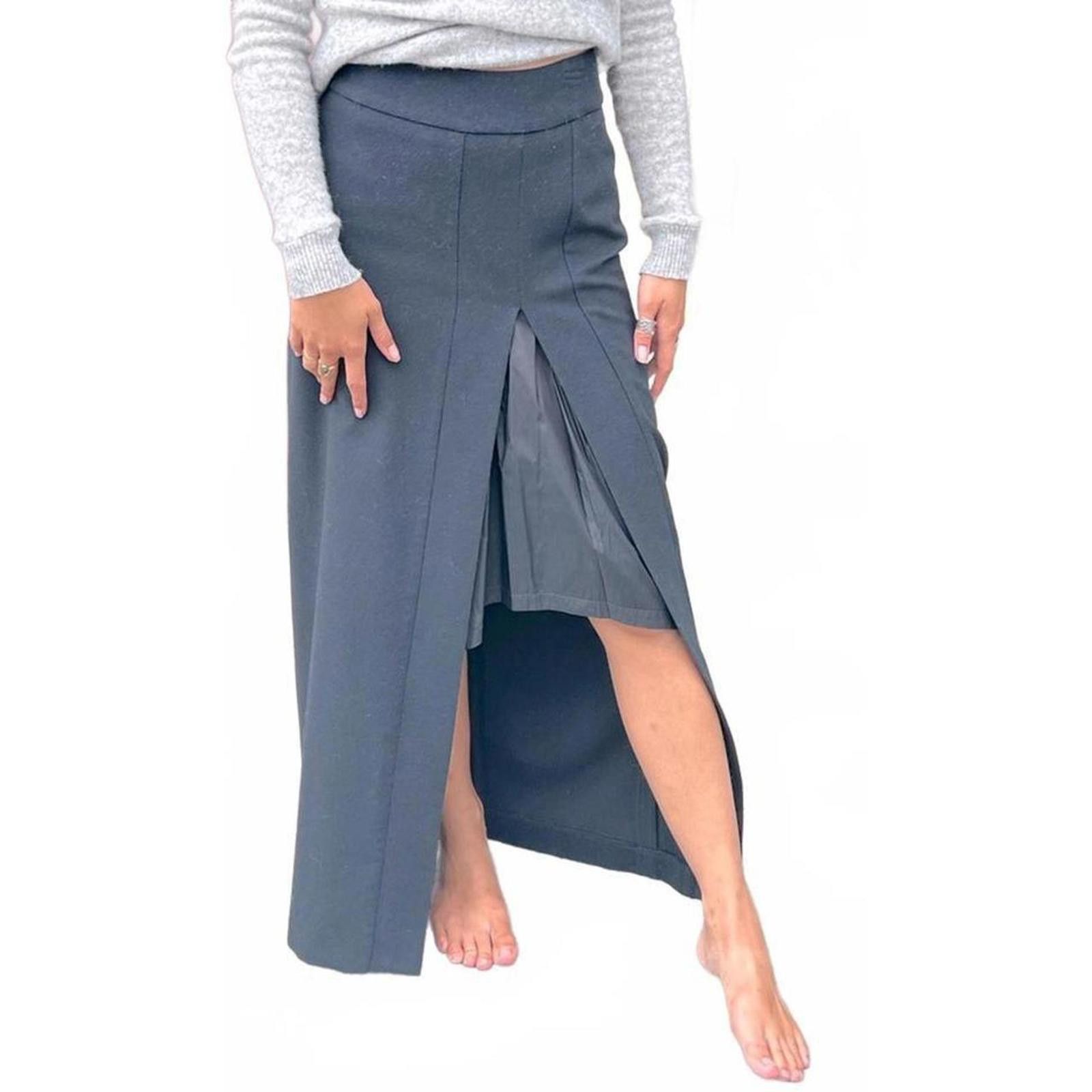 Dries Van Noten 36 Black Wool Pencil Skirt w/ Kick Slit