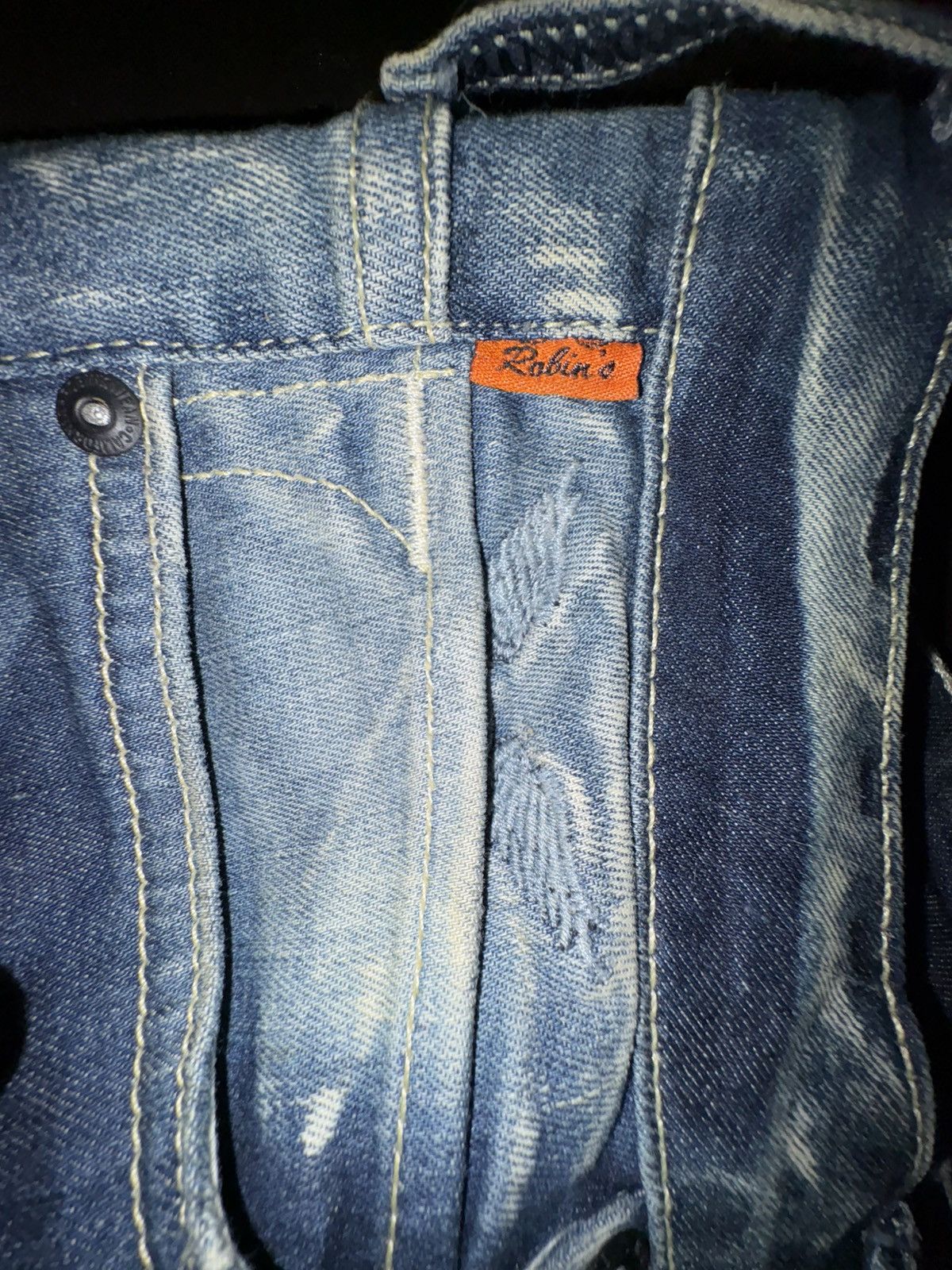 Robins Jeans RARE ACID WASHED BLUE ROBINS JEAN WITH BLACK CRYSTALS Size US 30 / EU 46 - 7 Thumbnail