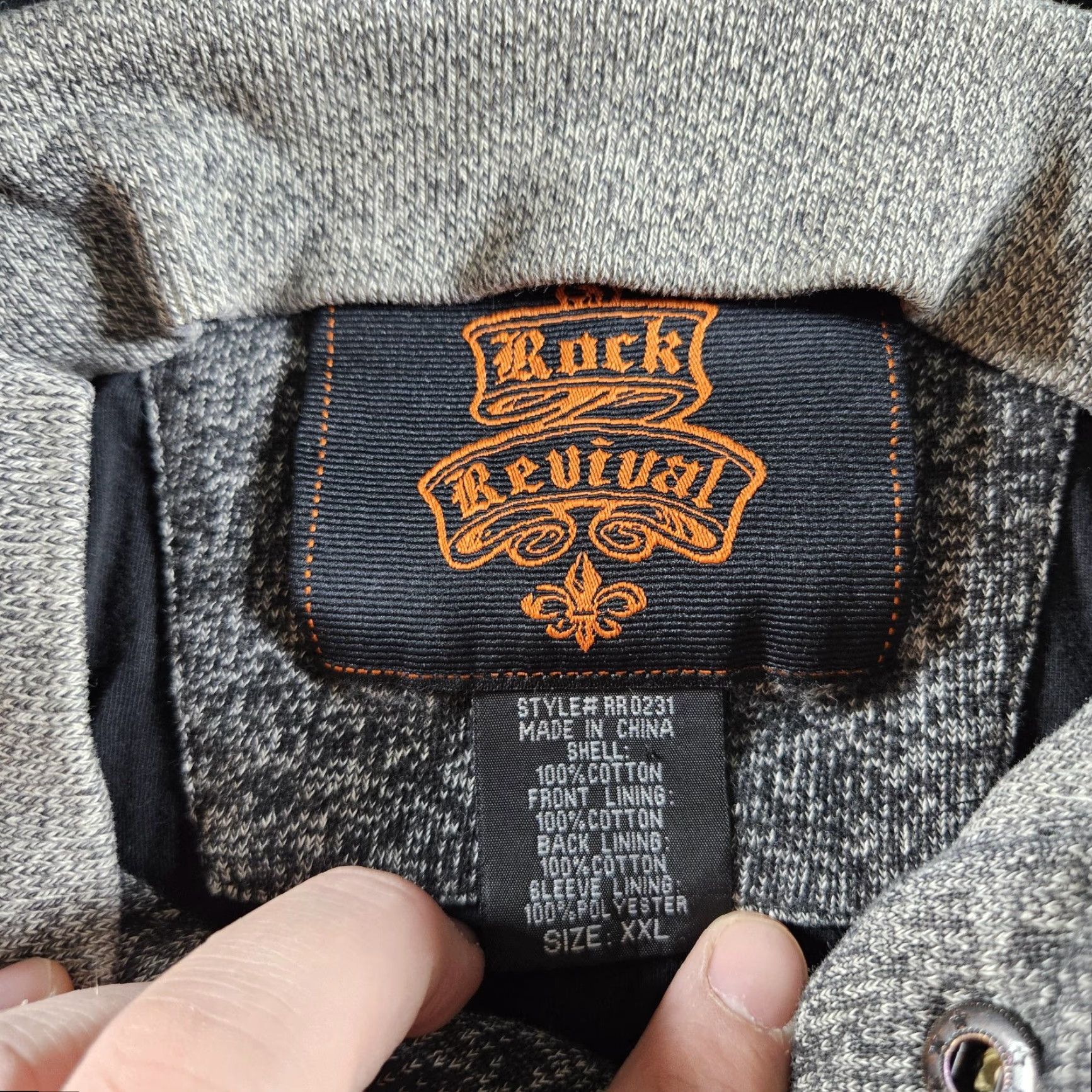 Vintage Rock Revival Hoodie Jacket Mens 2XL Gray Snap Fleece Lined Embroidered Logo Cotton Polyester Pocket Hoodie Size US XXL / EU 58 / 5 - 6 Thumbnail