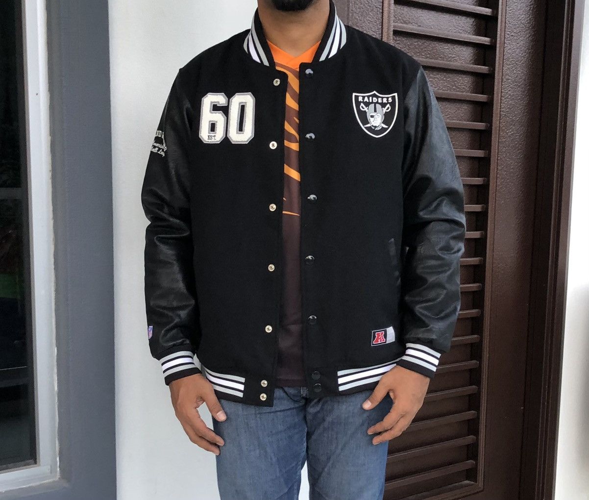 NFL NFL Majestic Raiders Letterman Wool Leather Varsity Jacket Size US L / EU 52-54 / 3 - 1 Thumbnail