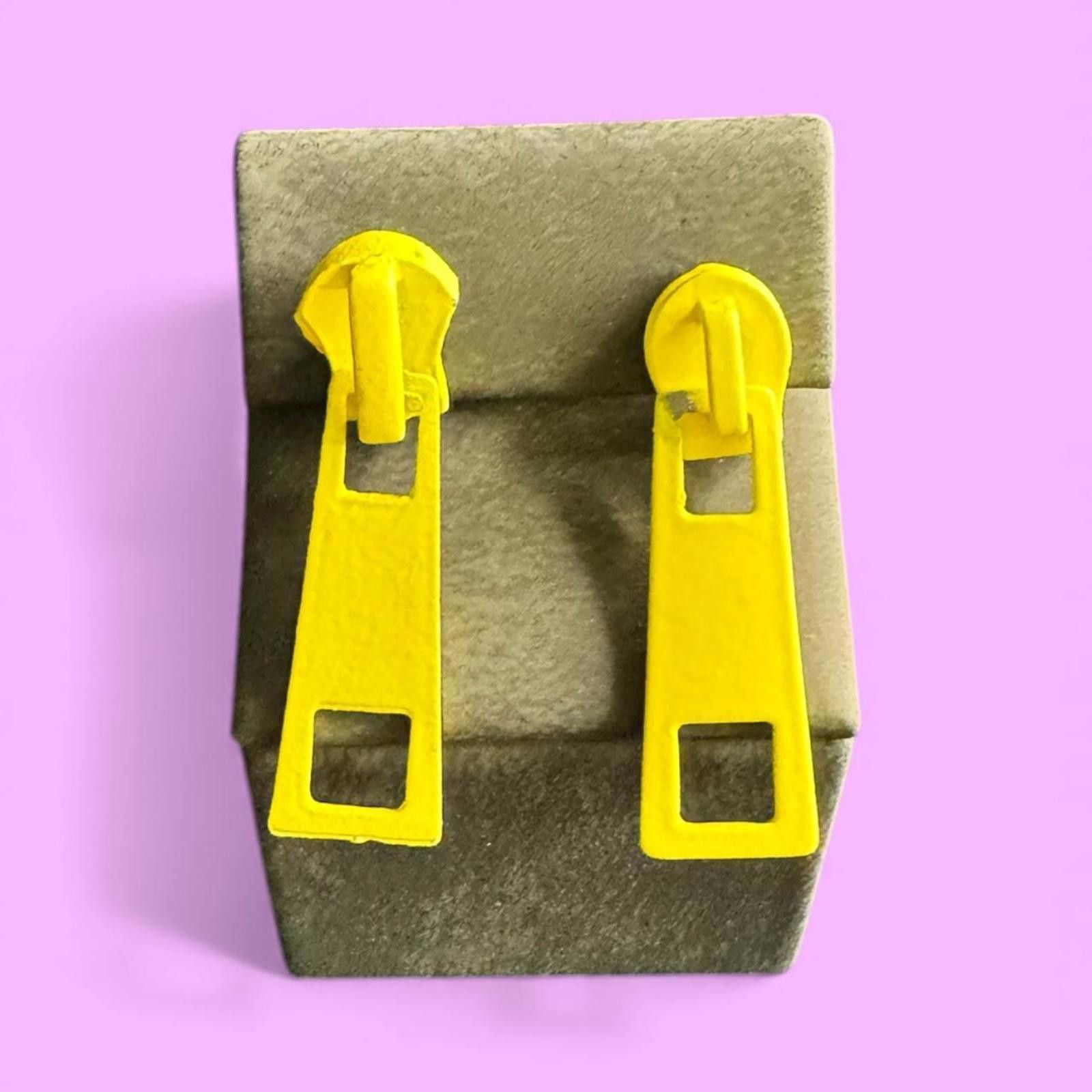 Other Neon Yellow Zip Earrings Size ONE SIZE - 1 Preview