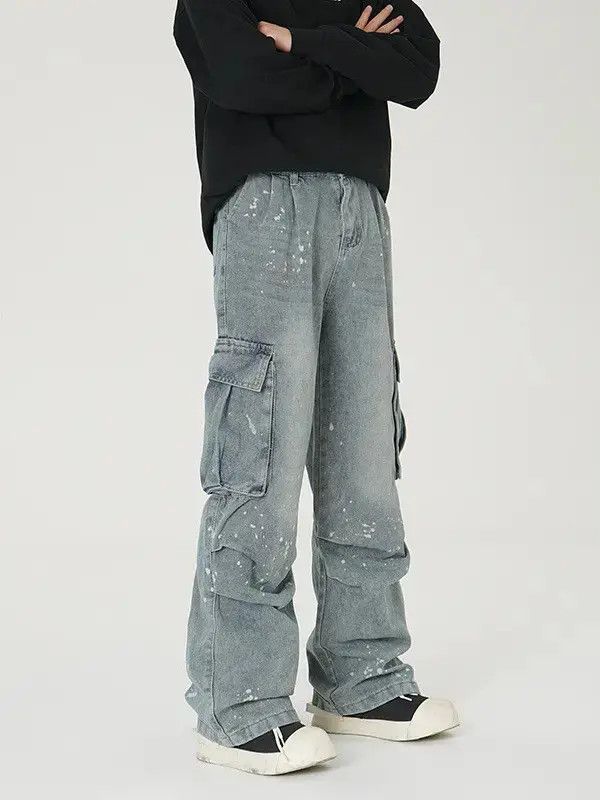 Japanese Brand Retro loose wide leg straight leg jeans Size US 32 / EU 48 - 6 Thumbnail