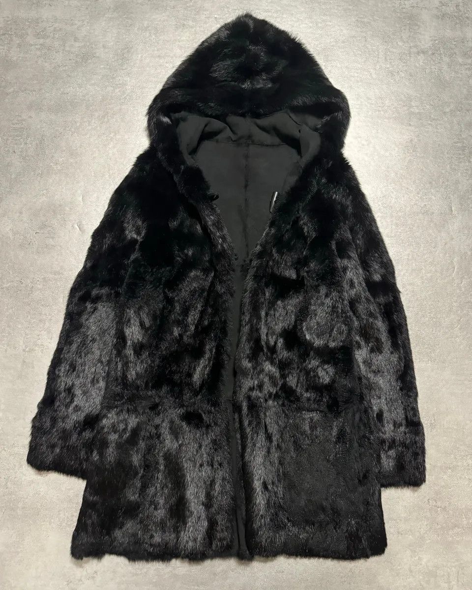 Armani 2000s Armani Reversible 2 in 1 Avant-Garde Black Rustic Fur Jacket Size S / US 4 / IT 40 - 1 Thumbnail