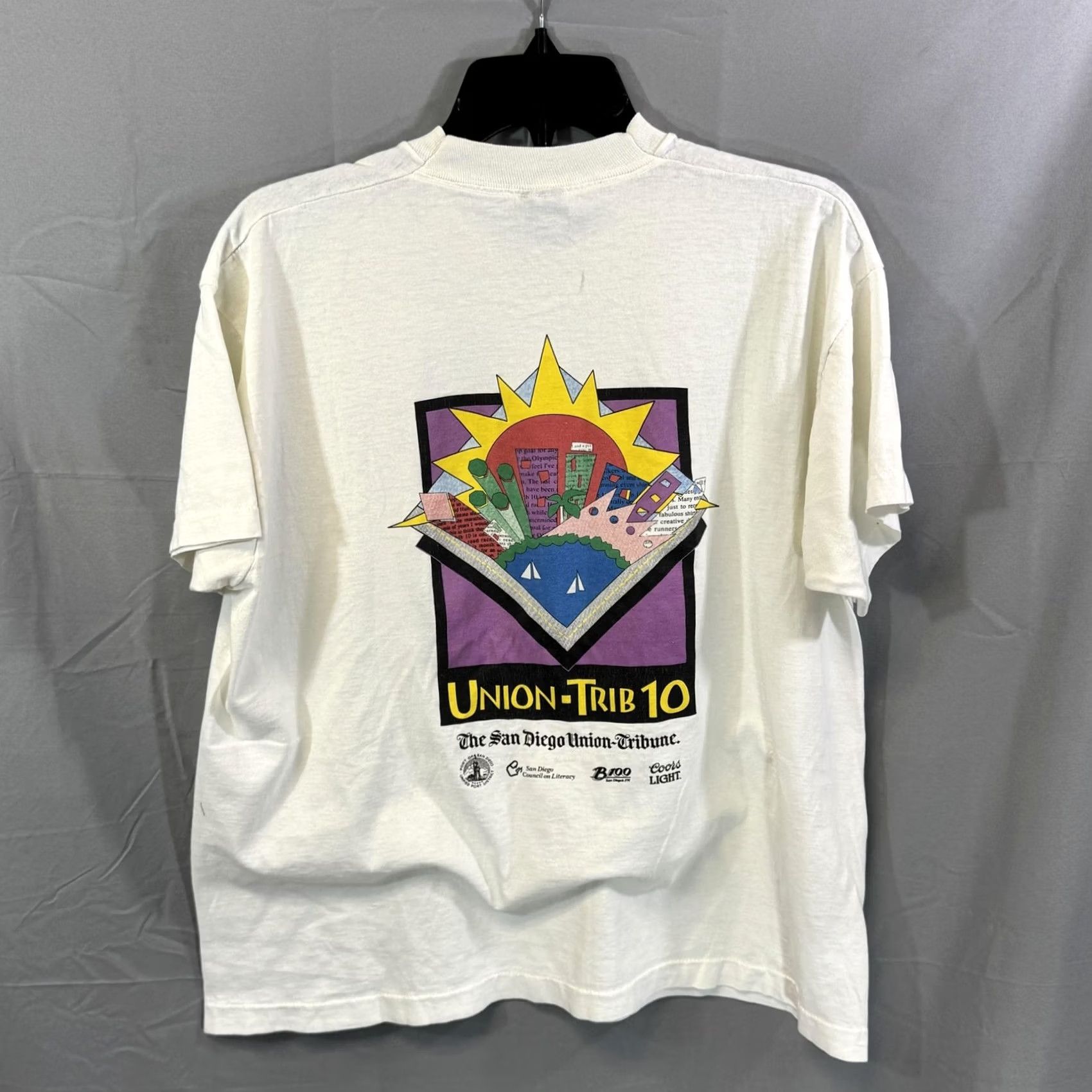 Vintage VINTAGE Union-Trib 10 Shirt Mens XL White San Diego Run Walk Literacy Graphic 90s Size US XL / EU 56 / 4 - 2 Thumbnail