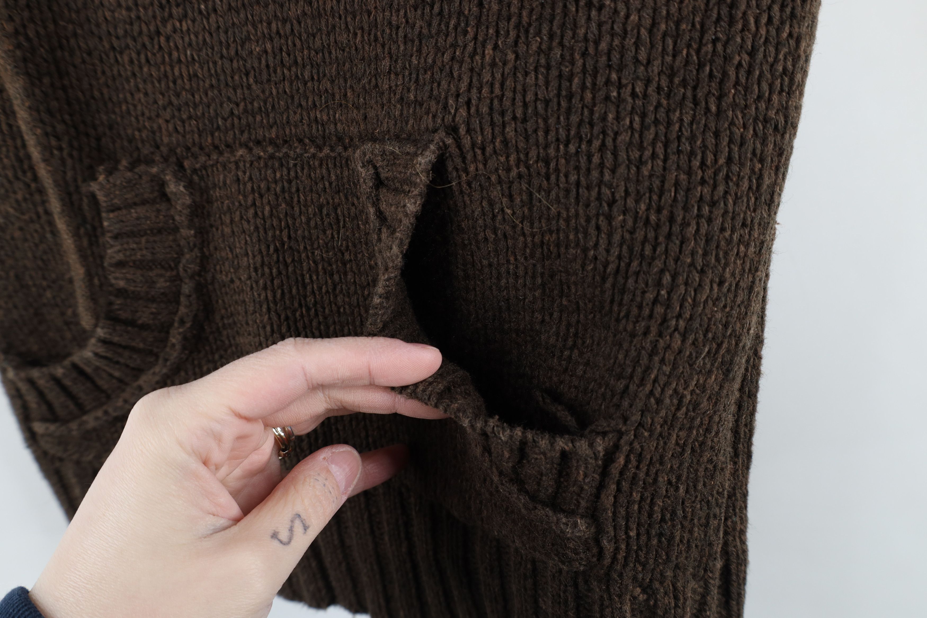 Vintage Vintage 90s Y2K Babydoll Cropped Hooded Knit Sweater Brown Size XS / US 0-2 / IT 36-38 - 6 Thumbnail
