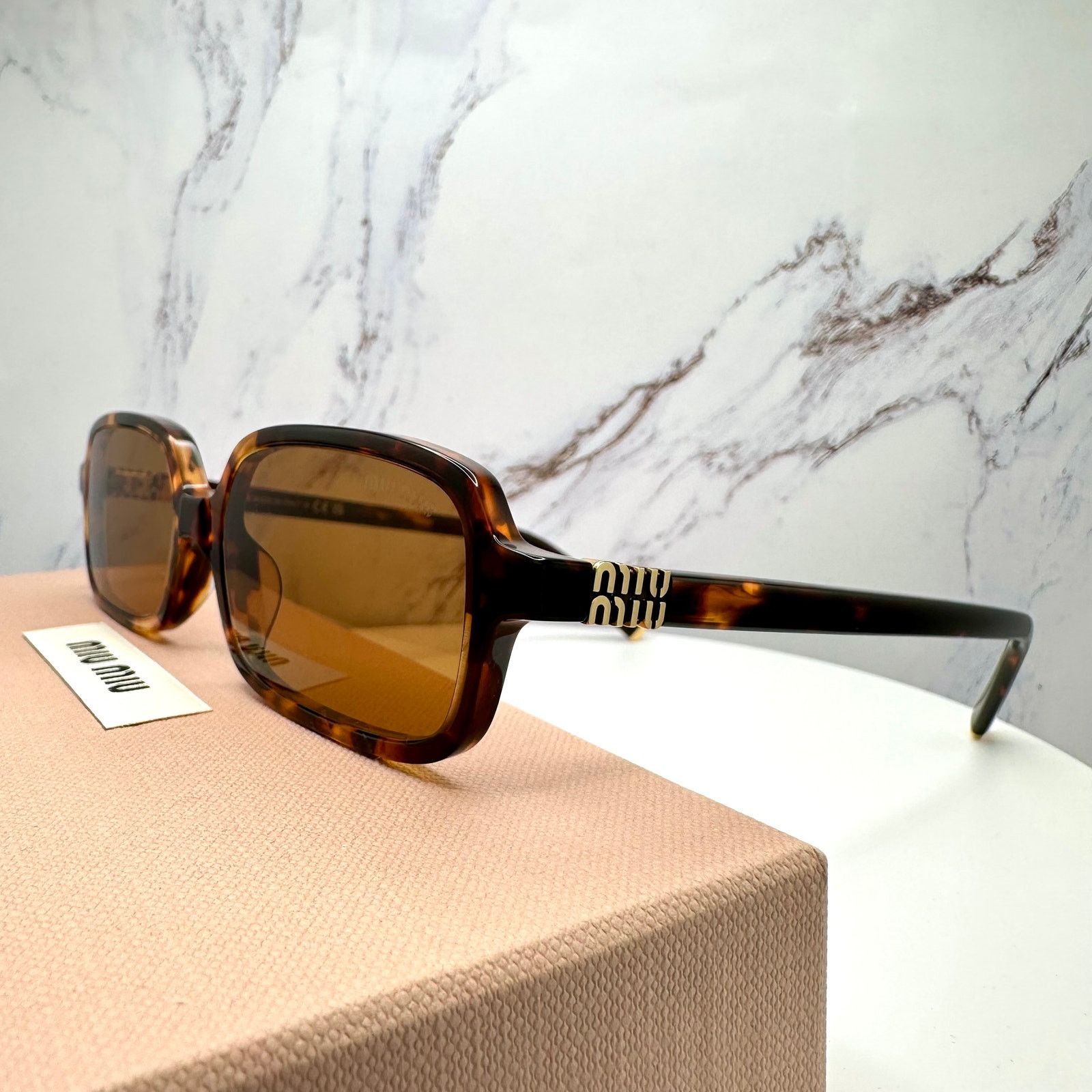 Miu Miu New MIU MIU Sunglasses Brown Tortoise Slim Acetate Authentic Size ONE SIZE - 14 Thumbnail