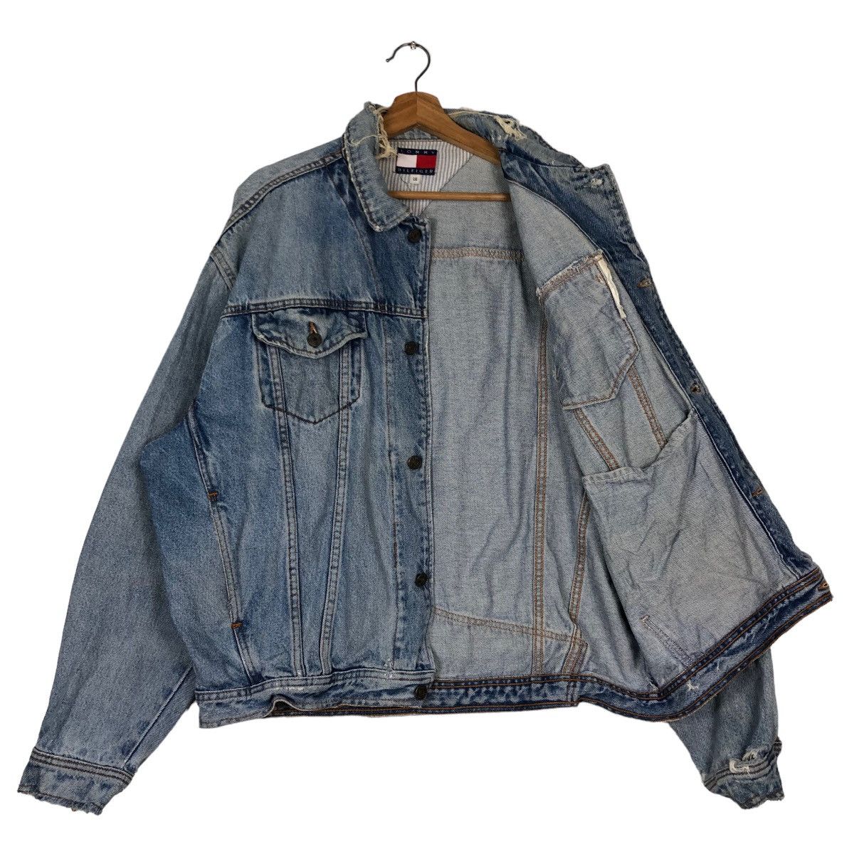 Japanese Brand 🔥Vintage Biker Denim Jacket Tommy Hilfiger Size US L / EU 52-54 / 3 - 9 Thumbnail