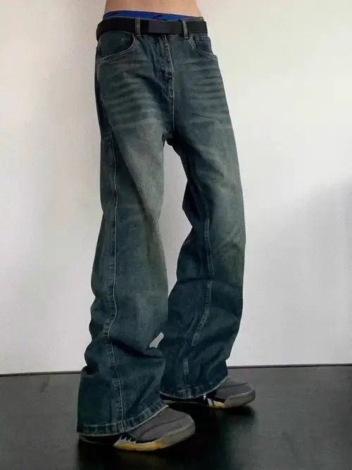 Hypebeast × Japanese Brand × Jean Blue Low Rise Vintage Wash Straight Jeans Size US 32 / EU 48 - 3 Thumbnail