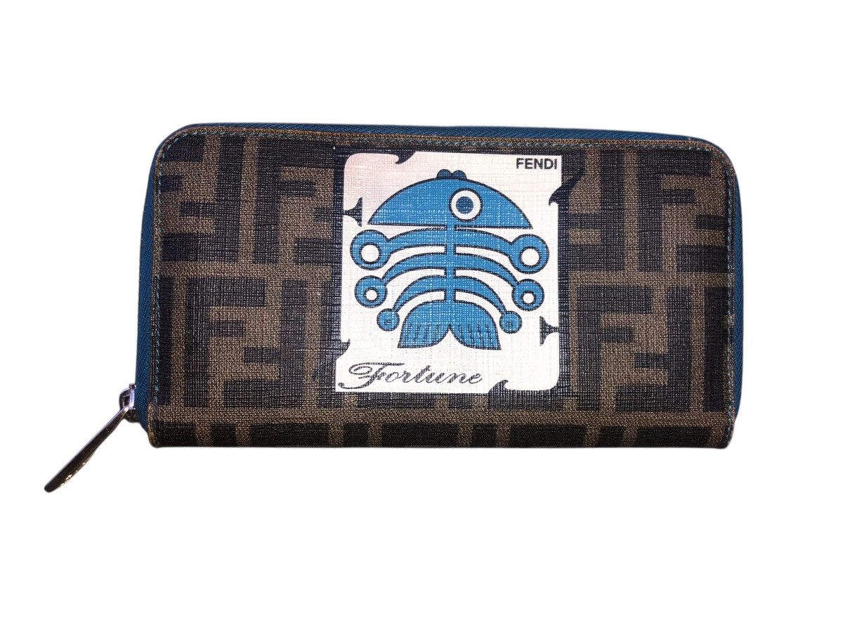 Fendi 💯🔥Authentic FENDI Fortune Spalmati Fish Zucca Long Wallet Size ONE SIZE - 4 Thumbnail
