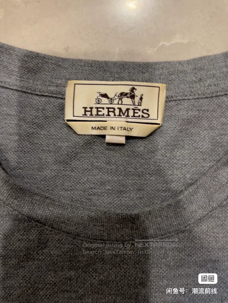 Hermes Hermes Unisex Premium Short Sleeve, 15% Cashmere, Leather Size US M / EU 48-50 / 2 - 2 Thumbnail