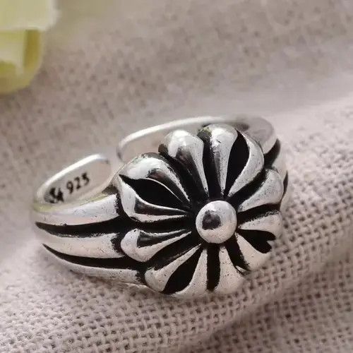 Ring Of Fire Elegant Sunflower Sterling Silver Adjustable Ring Size ONE SIZE - 1 Thumbnail