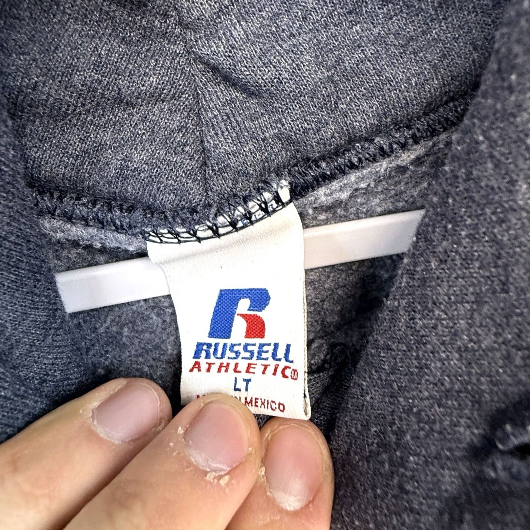 Russell Athletic VINTAGE Russell Athletic Men's Sweatshirt Hoodie Blue LT Big & Tall 90s Classic Logo Embroidered Size US L / EU 52-54 / 3 - 3 Thumbnail