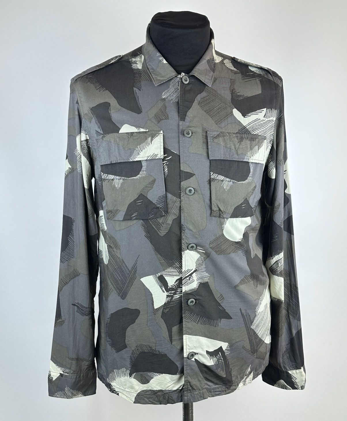 Allsaints AllSaints Fatigues Long Sleeve Shirt Camo Camouflage Viscose Size US M / EU 48-50 / 2 - 2 Thumbnail
