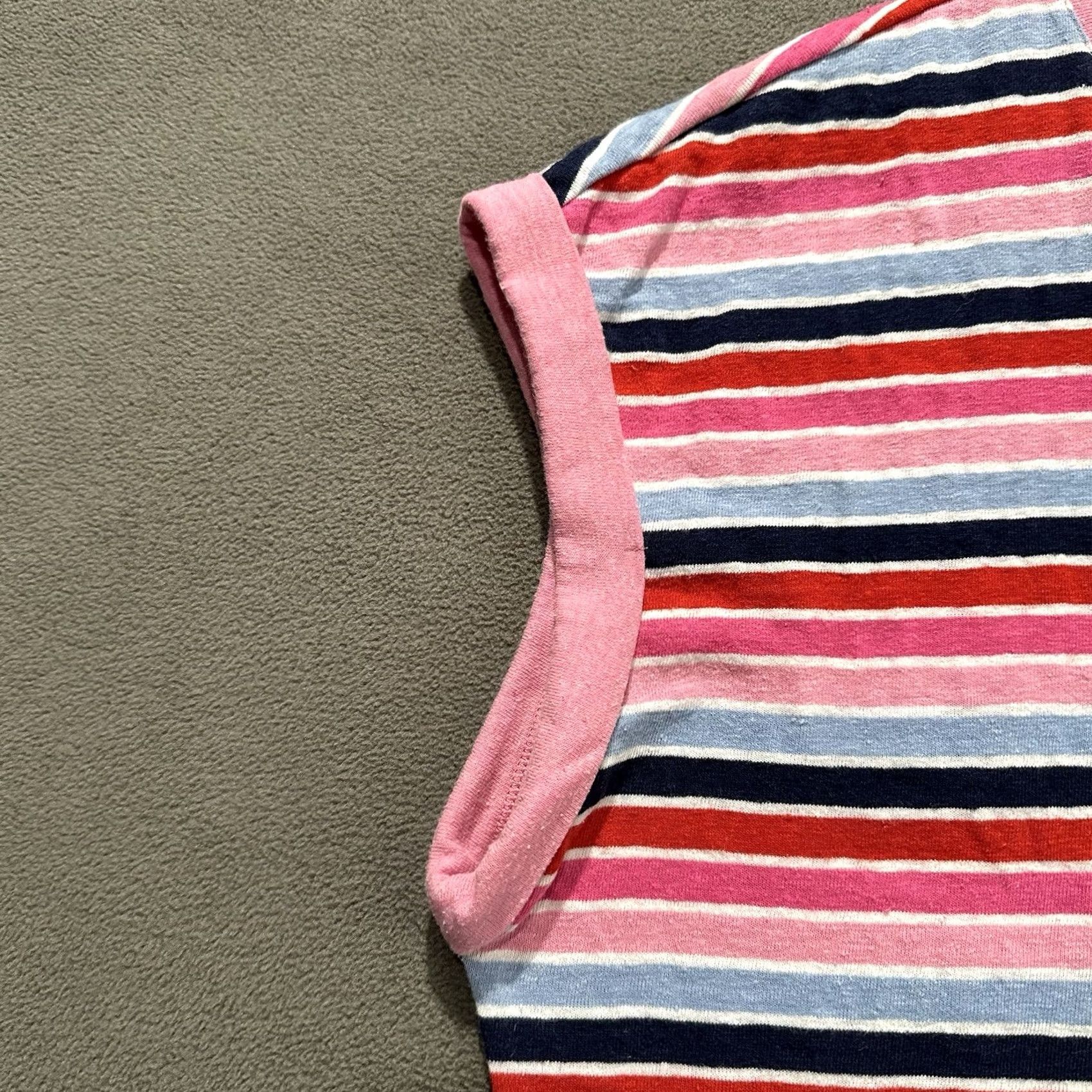 Talbots Talbots Tee Womens 2X Pink Top Plus Drop Shoulder Neck Isla Stripe Linen Blend EUC Size XXL / US 16-18 / IT 52-54 - 5 Thumbnail