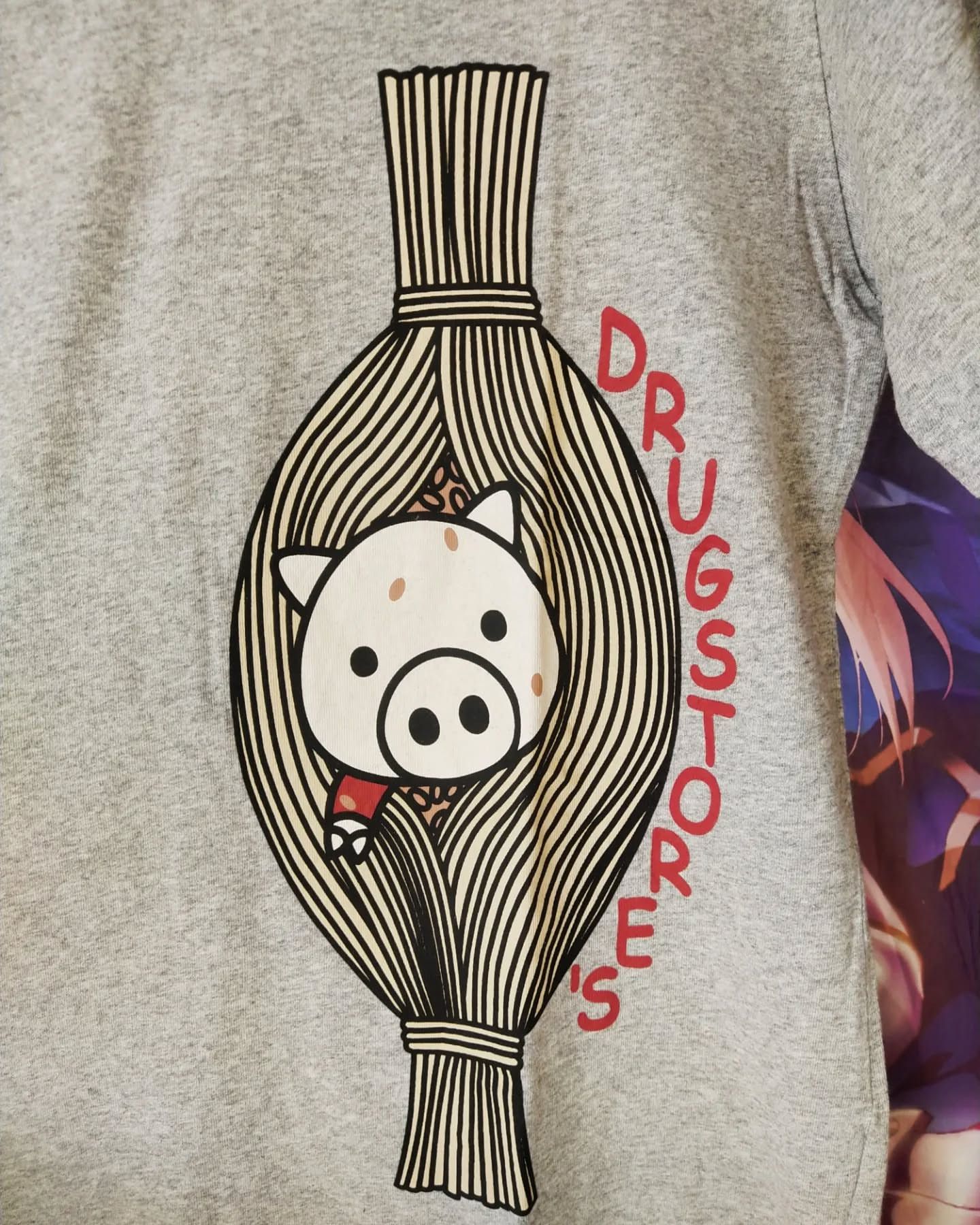 Hysteric Glamour Drug Store's Graphic Tee Pig Noodle Print Heather Grey Size US M / EU 48-50 / 2 - 2 Thumbnail