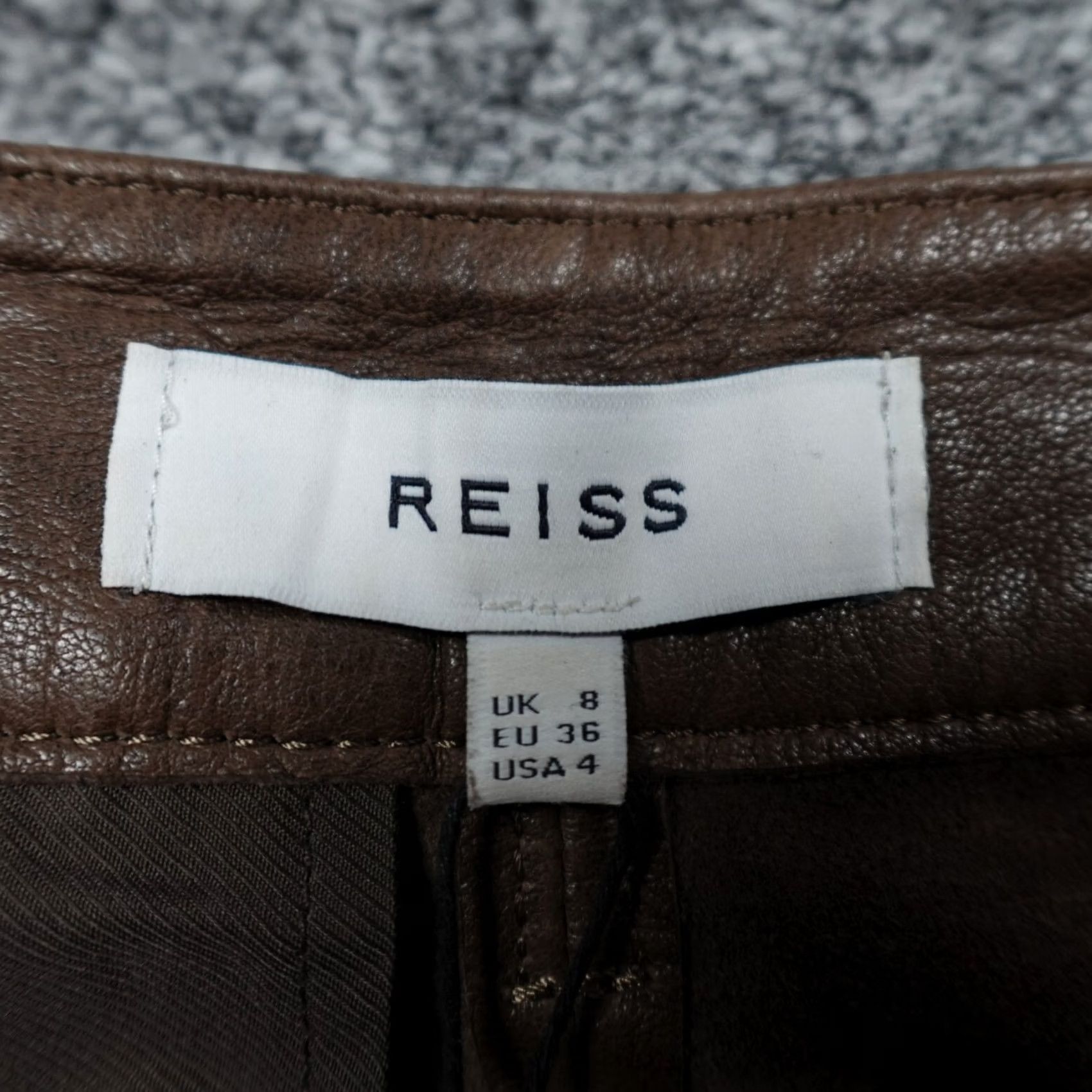 Reiss Reiss Trousers Womens Brown Leather 8 Crock Effect Size 30" / US 8 / IT 44 - 5 Thumbnail