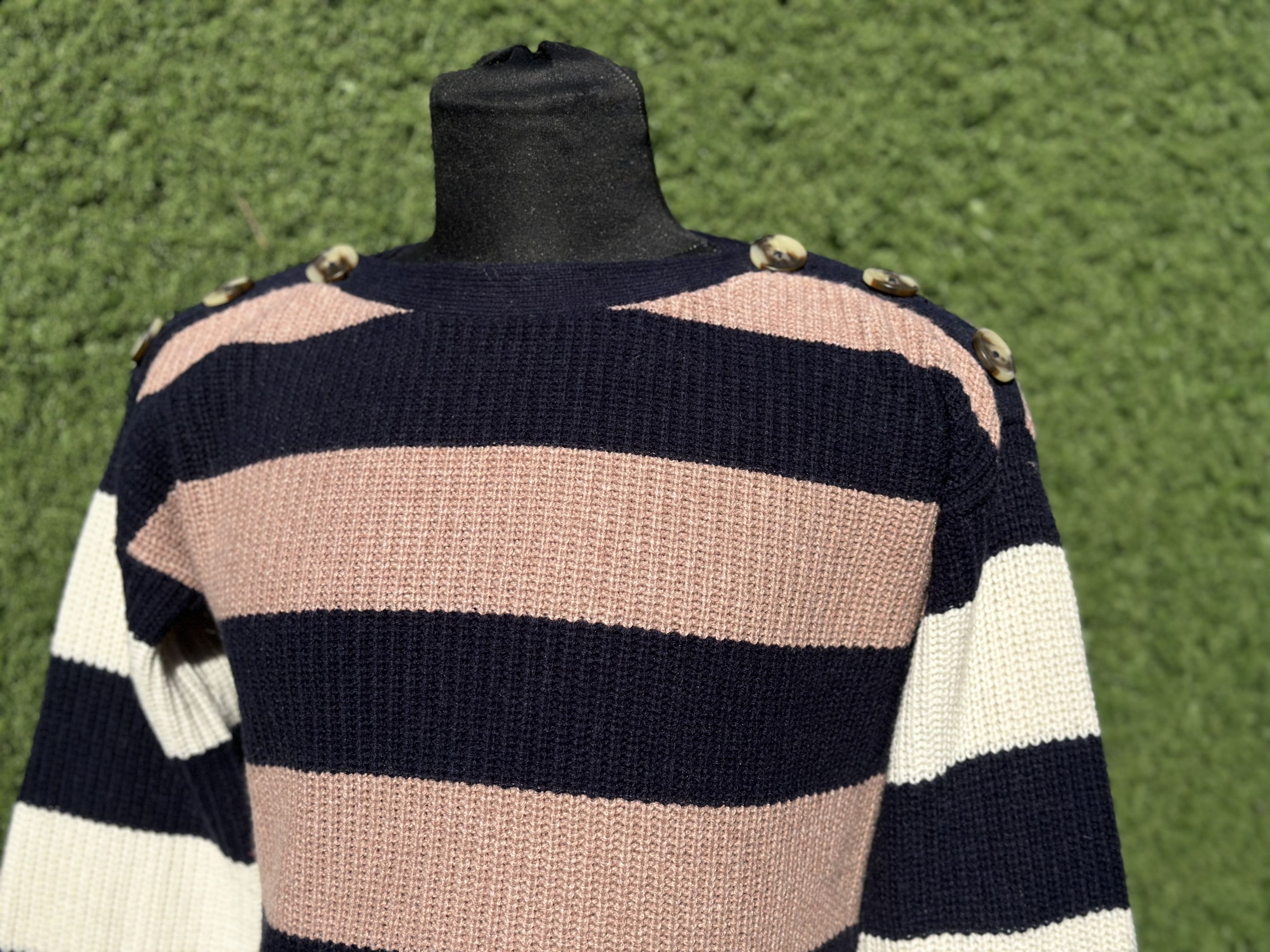 Other Jenni Kayne Striped Knit Sweater Size S Shoulder Buttons Size S / US 4 / IT 40 - 8 Thumbnail