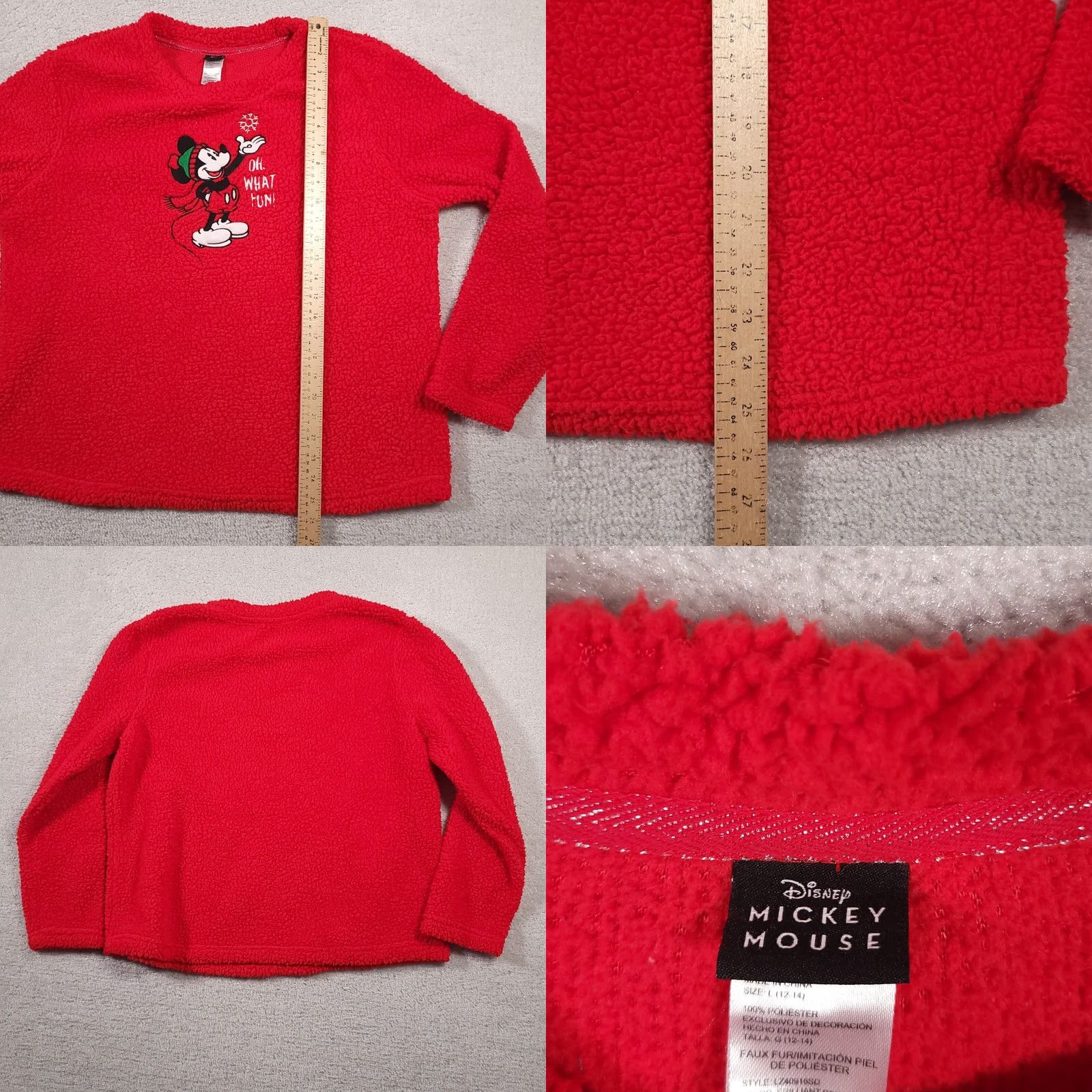 Disney Disney Mickey Mouse Sleepwear Sherpa Shirt - Red - Women's Large 12-14 - Pajama Top - Disney Wall-Era Cartoon Christmas Theme Size L / US 10 / IT 46 - 8 Thumbnail