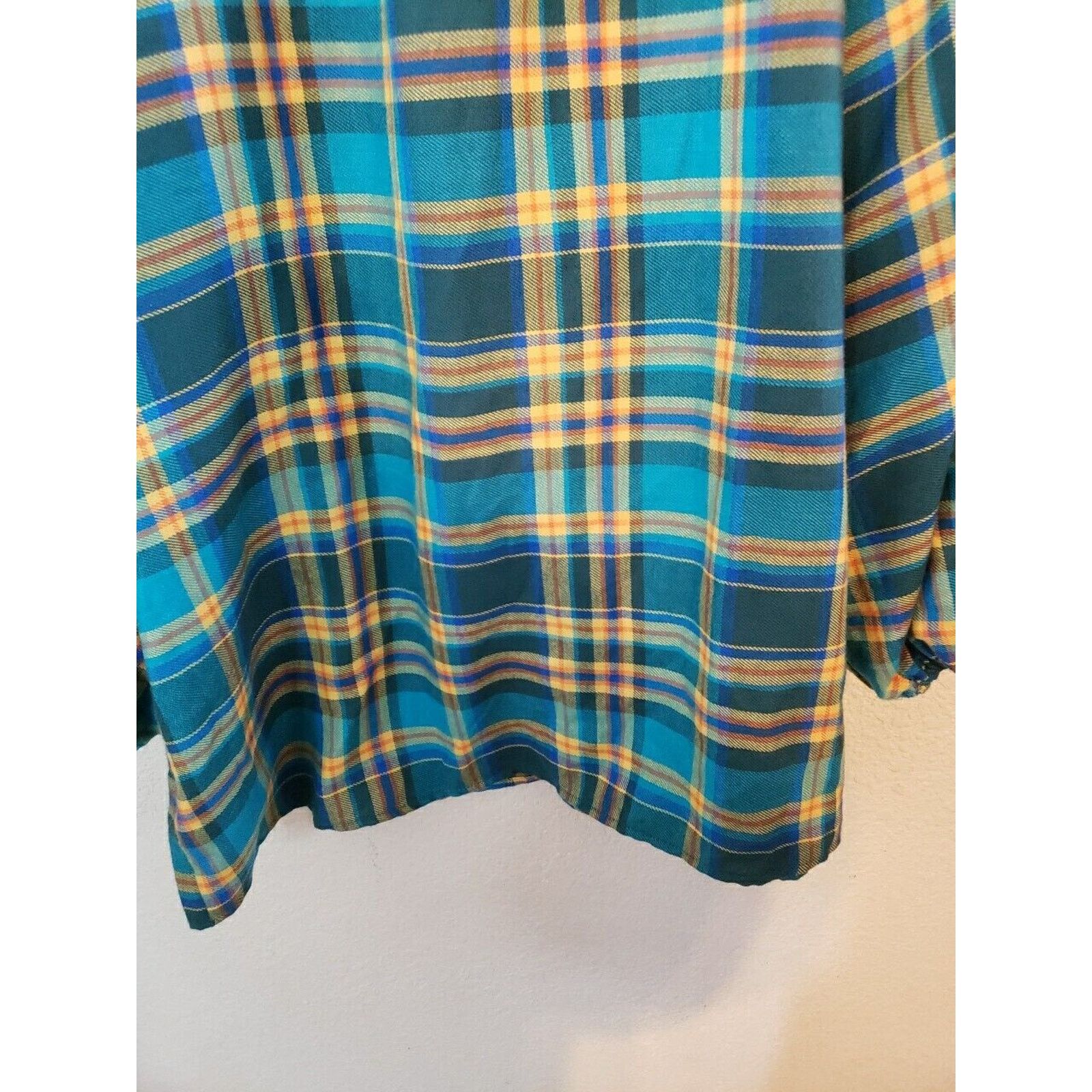 Other The Pioneer Woman Large Blue Plaid Floral Embroidery Top Size L / US 10 / IT 46 - 10 Thumbnail