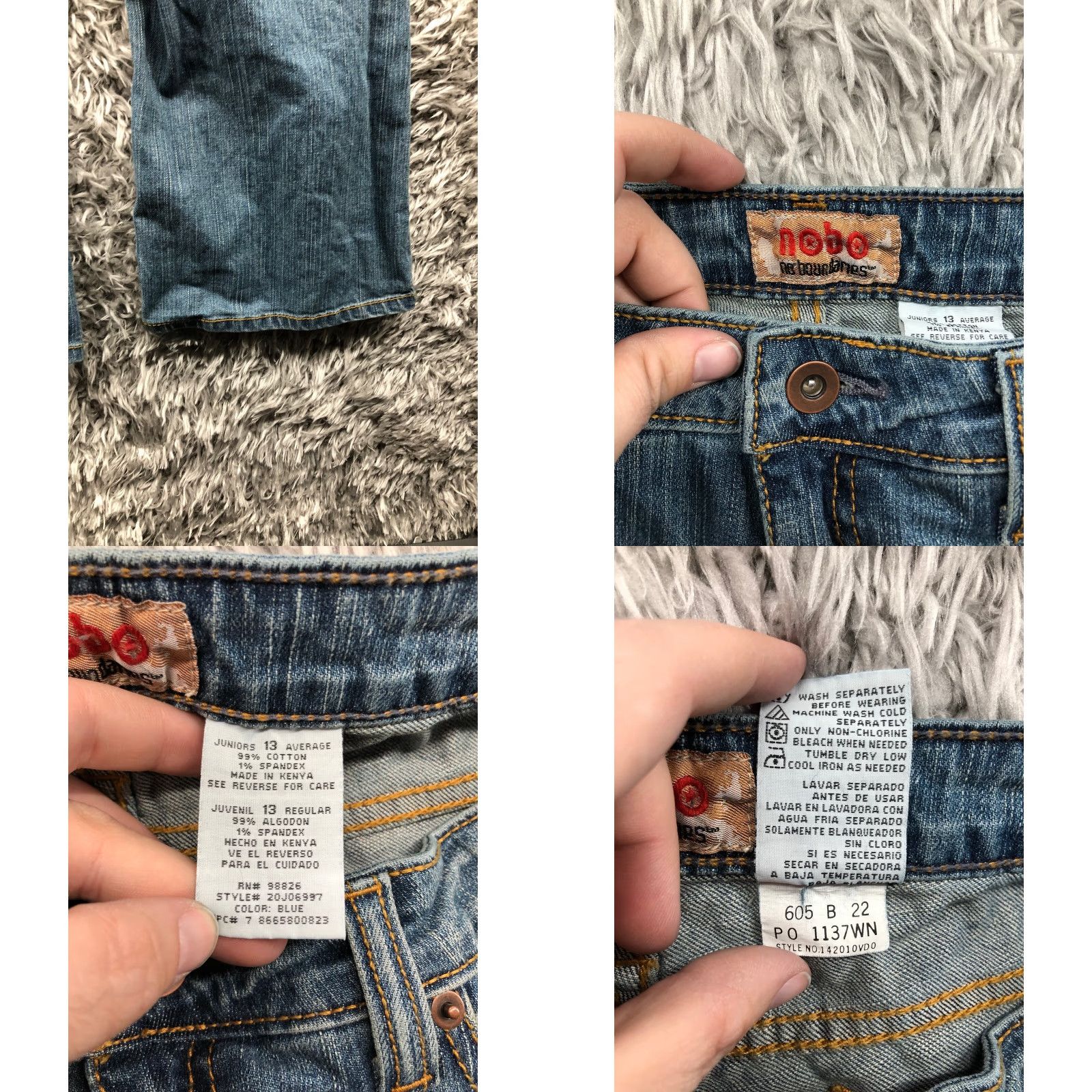 Vintage No Boundaries Jeans Womens Mid Rise Dark Wash Blue Denim Flared Size 13 Size 34" / US 12 / IT 48 - 8 Thumbnail